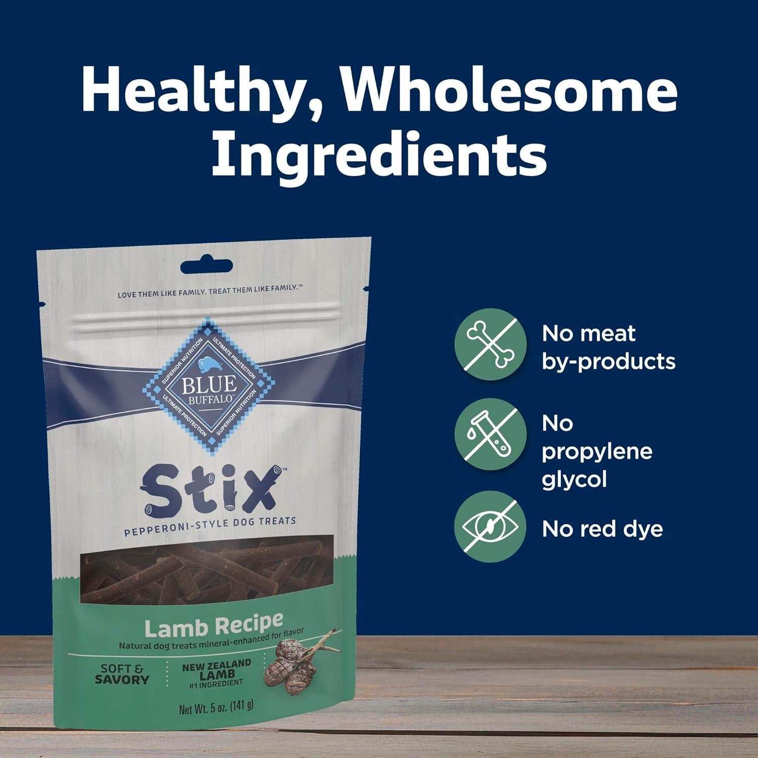 imageBlue Buffalo Stix Natural Soft Moist Dog Treats Chicken Recipe BagLamb