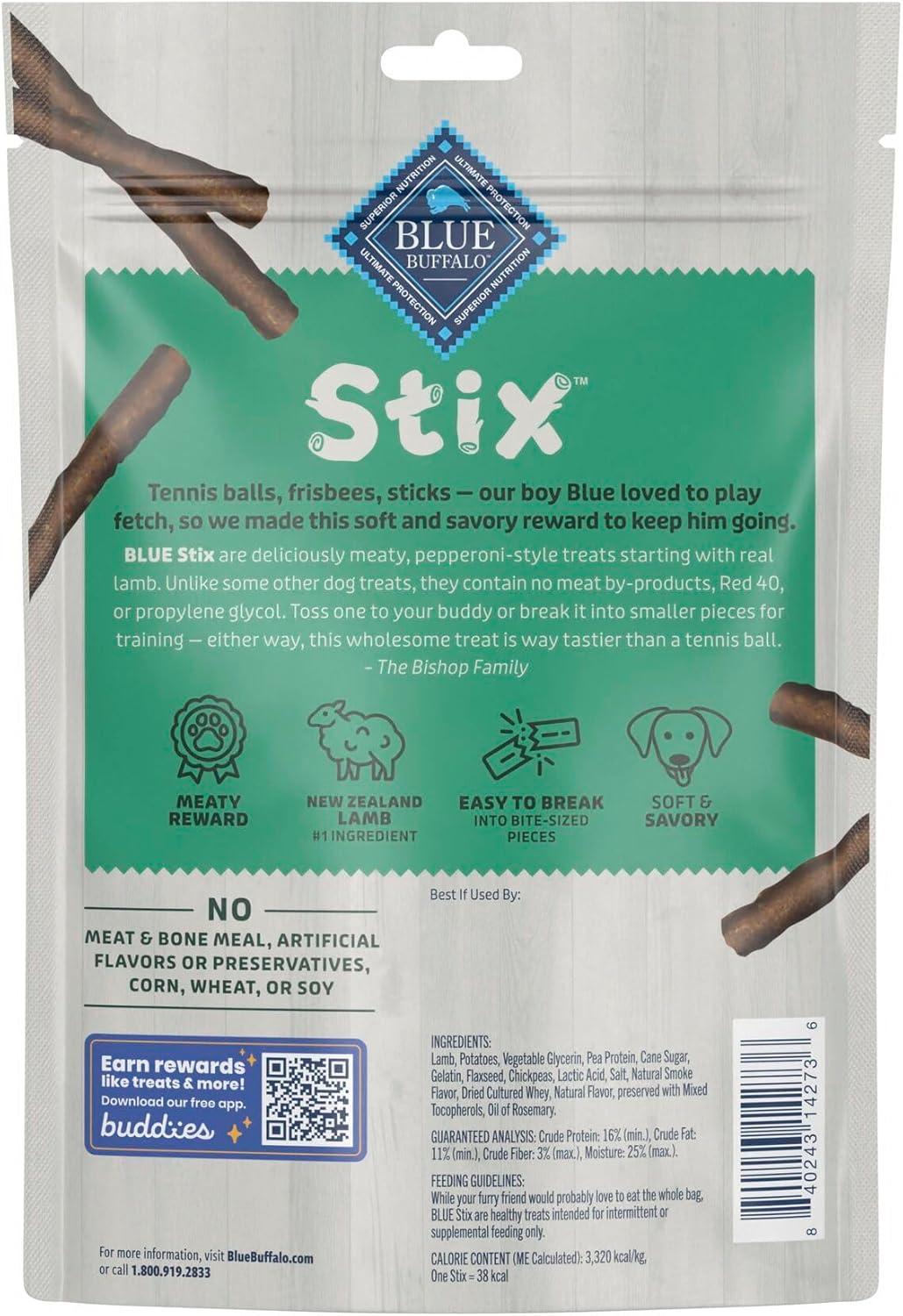 imageBlue Buffalo Stix Natural Soft Moist Dog Treats Chicken Recipe BagLamb