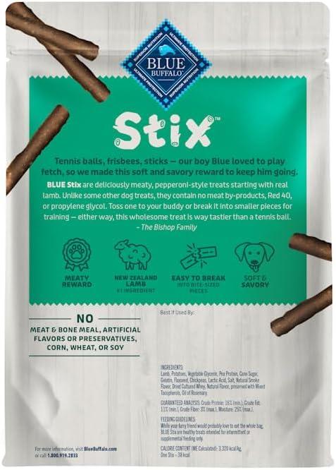 imageBlue Buffalo Stix Natural Soft Moist Dog Treats Chicken Recipe BagLamb