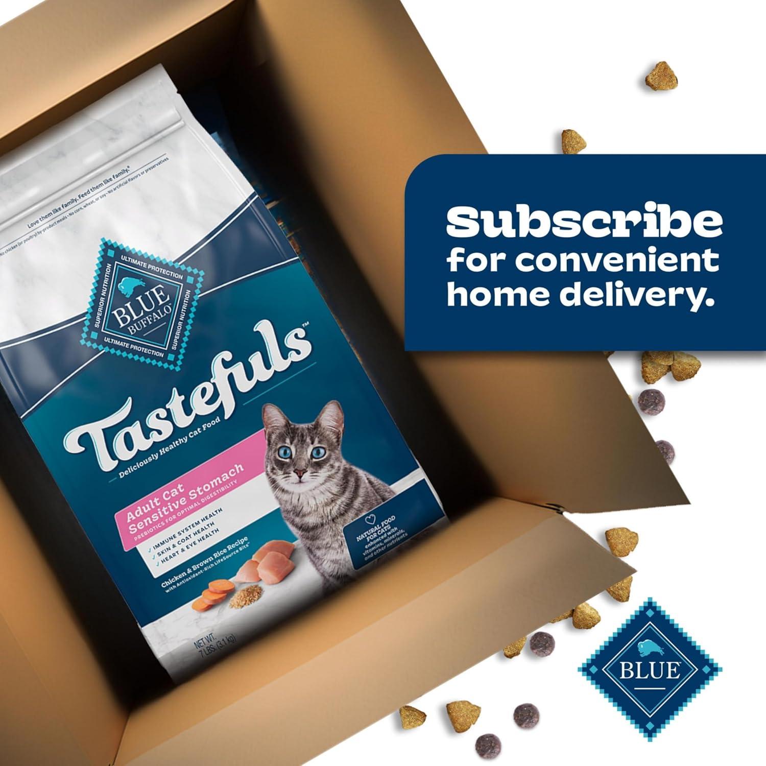 imageBlue Buffalo Tastefuls Adult Dry Cat Food Sensitive Stomach Formula Made in the USA with Natural Ingredients Chicken Recipe 7lb Bag3 Pound Pack of 1