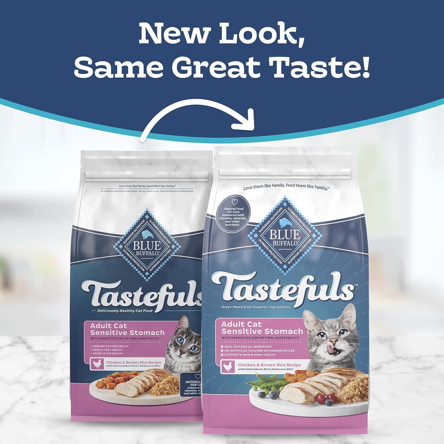 imageBlue Buffalo Tastefuls Adult Dry Cat Food Sensitive Stomach Formula Made in the USA with Natural Ingredients Chicken Recipe 7lb Bag7 Pounds Pack of 1