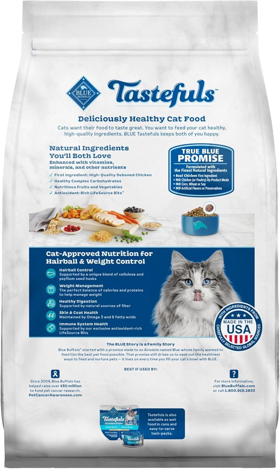 imageBlue Buffalo Tastefuls Adult Dry Cat Food for Weight Management amp Hairball Control Made in the USA with Natural Ingredients Chicken Recipe 7lb Bag3 Pound Pack of 1