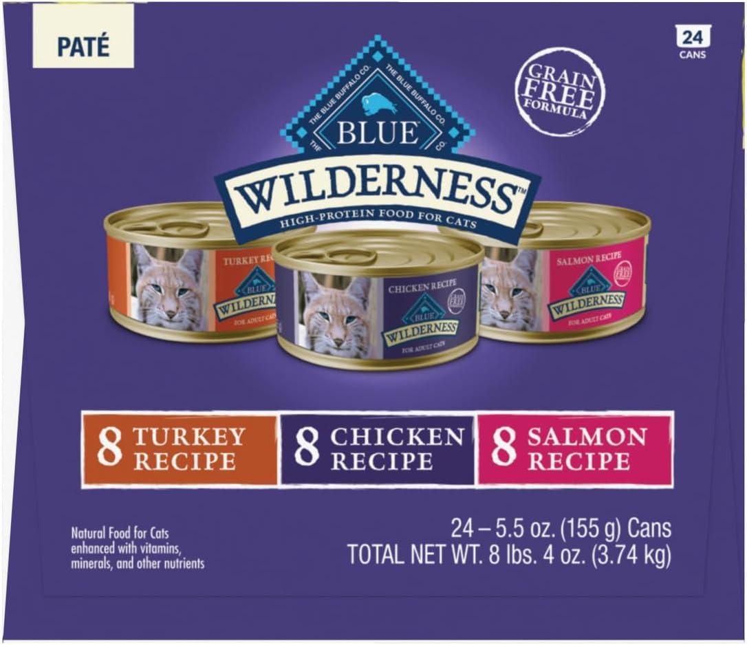 imageBlue Buffalo Tastefuls Flaked Wet Cat Food Variety Pack Made with Natural Ingredients Tuna Chicken Fish amp Shrimp 3oz Cans 12 Count 4 of EachChicken Salmon Turkey