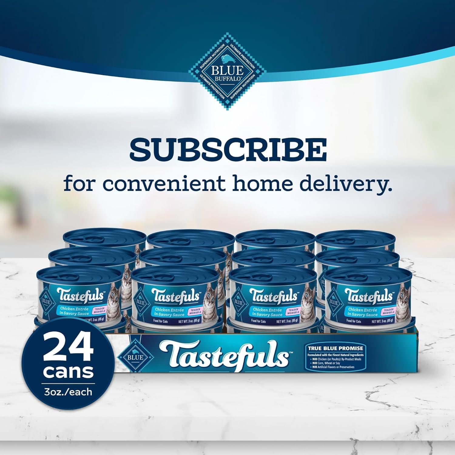 imageBlue Buffalo Tastefuls Flaked Wet Cat Food Variety Pack Made with Natural Ingredients Tuna Chicken Fish amp Shrimp 3oz Cans 12 Count 4 of EachChicken