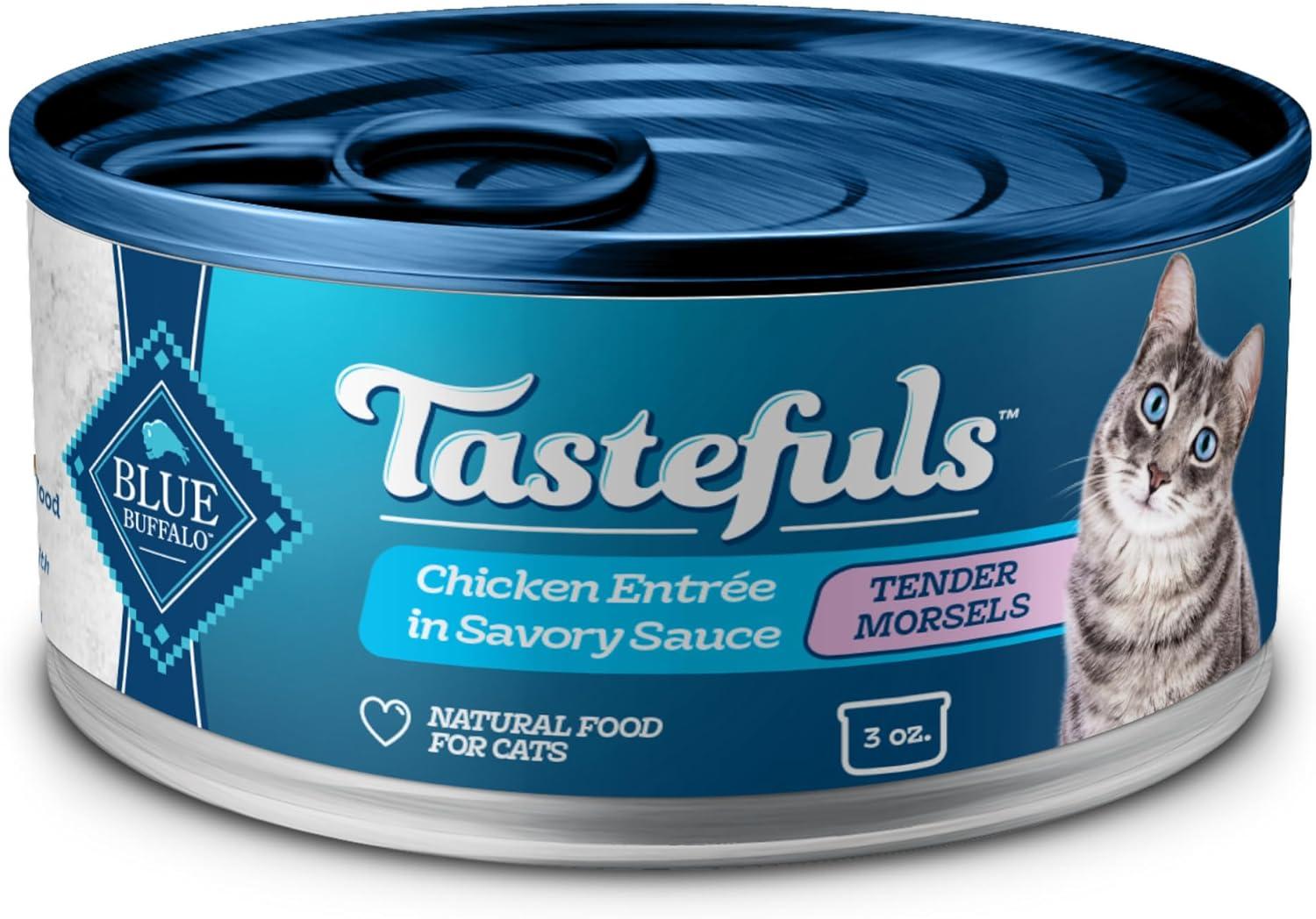 imageBlue Buffalo Tastefuls Flaked Wet Cat Food Variety Pack Made with Natural Ingredients Tuna Chicken Fish amp Shrimp 3oz Cans 12 Count 4 of EachChicken