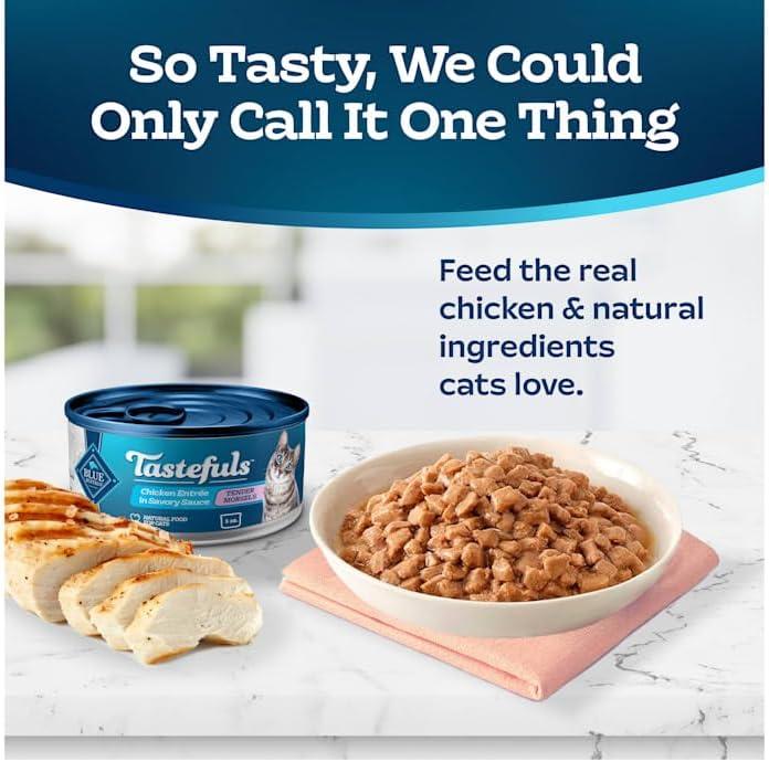 imageBlue Buffalo Tastefuls Flaked Wet Cat Food Variety Pack Made with Natural Ingredients Tuna Chicken Fish amp Shrimp 3oz Cans 12 Count 4 of EachChicken