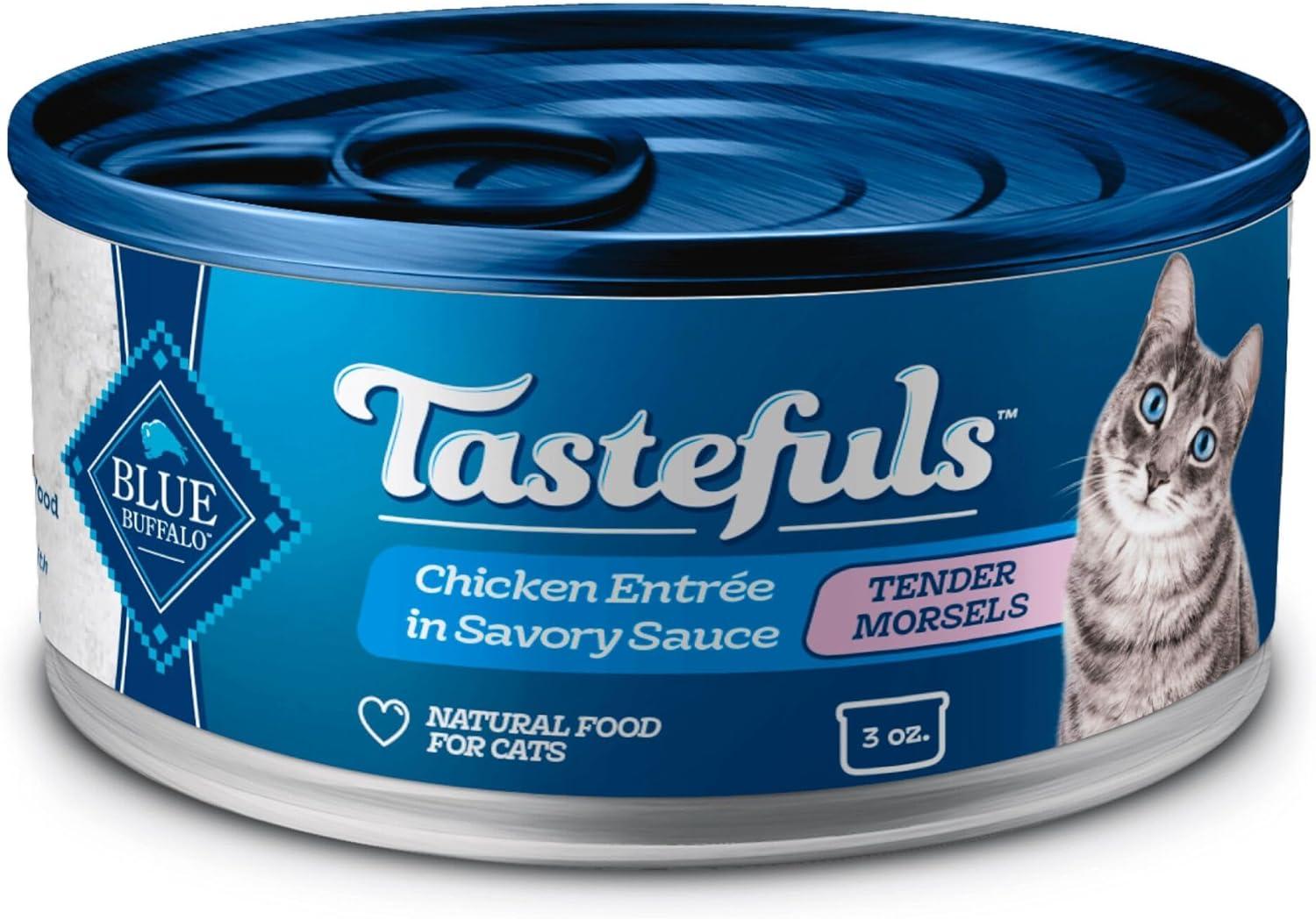 imageBlue Buffalo Tastefuls Flaked Wet Cat Food Variety Pack Made with Natural Ingredients Tuna Chicken Fish amp Shrimp 3oz Cans 12 Count 4 of EachChicken
