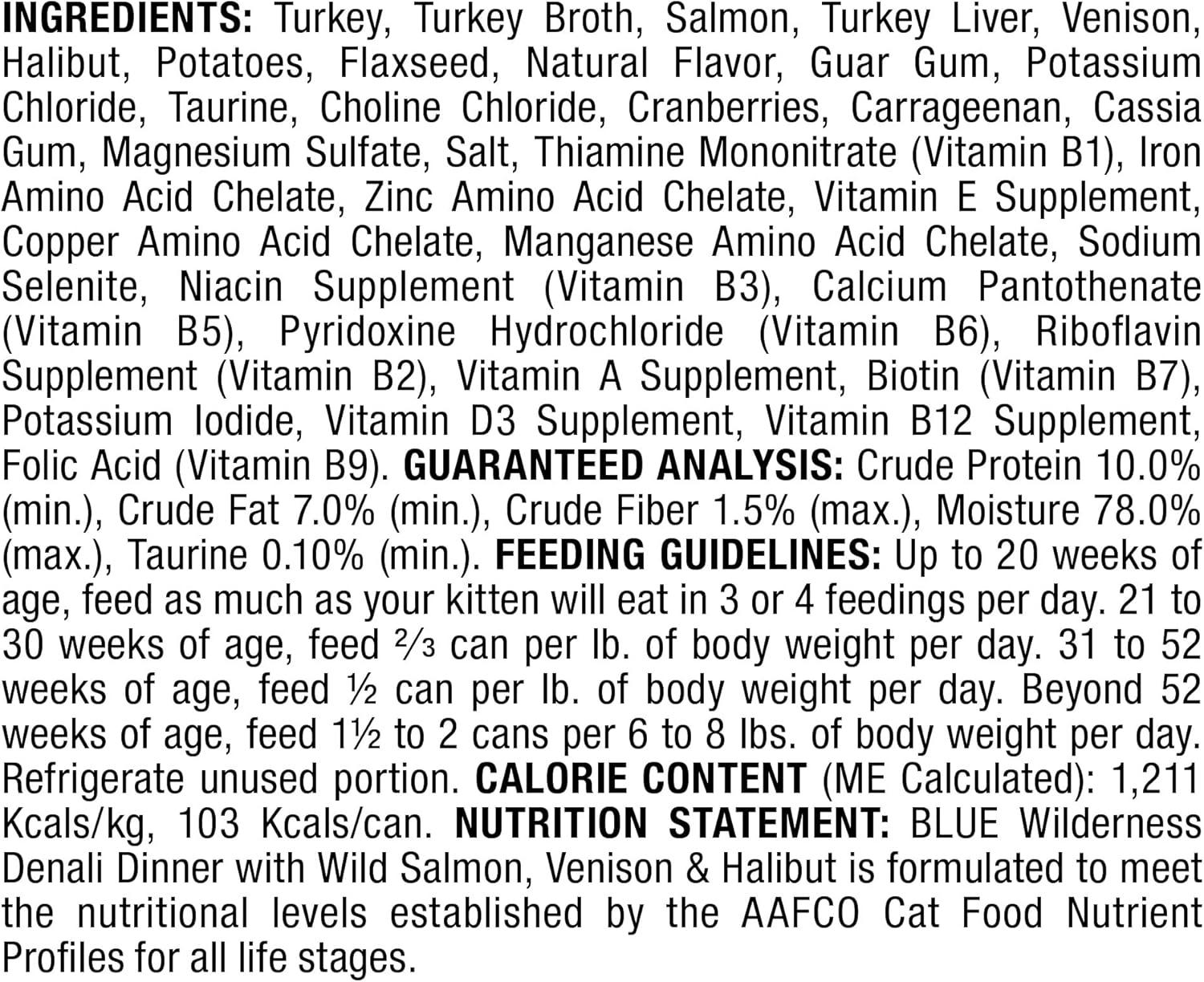 imageBlue Buffalo Tastefuls Flaked Wet Cat Food Variety Pack Made with Natural Ingredients Tuna Chicken Fish amp Shrimp 3oz Cans 12 Count 4 of EachDenali Turkey Salmon Venison Halibut