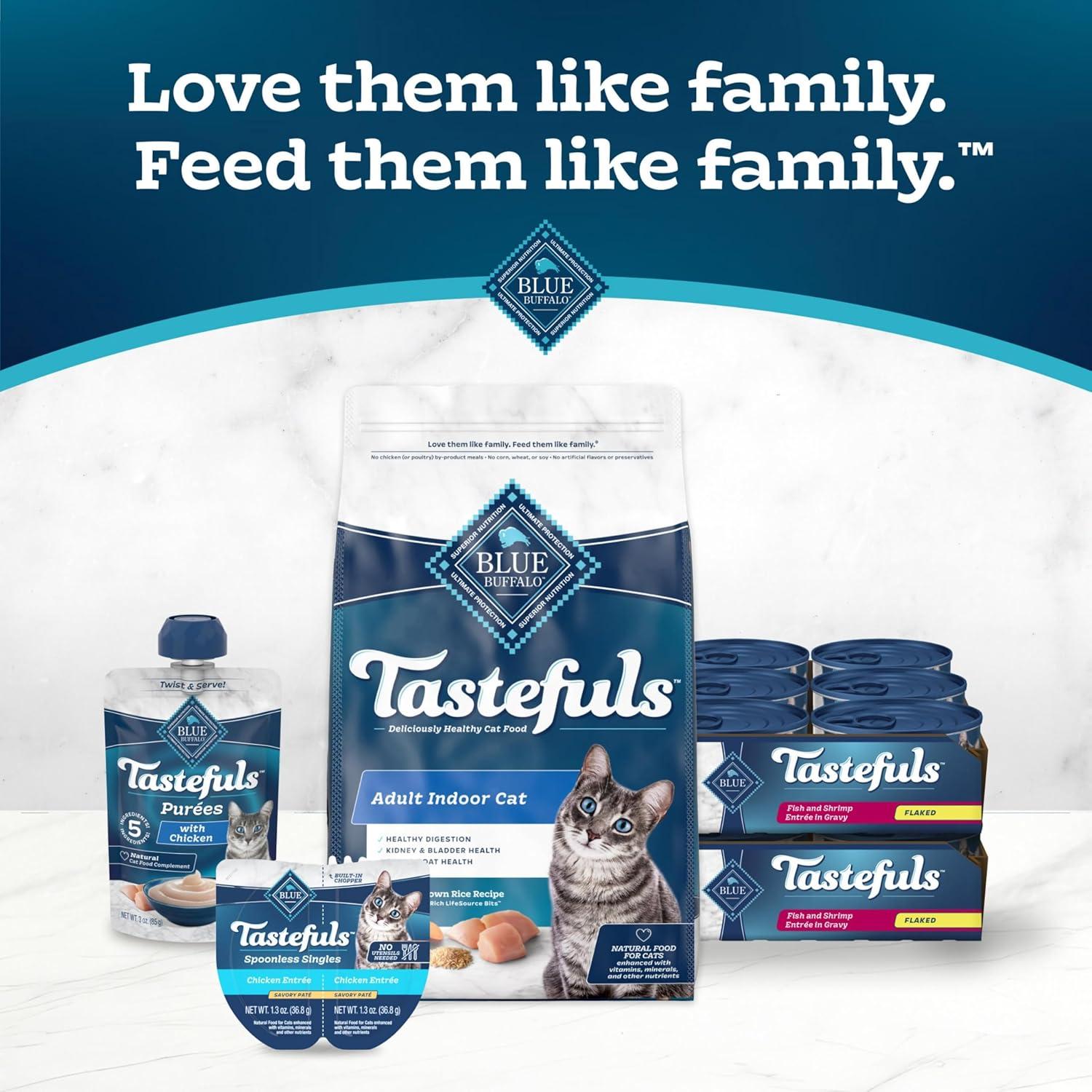 imageBlue Buffalo Tastefuls Flaked Wet Cat Food Variety Pack Made with Natural Ingredients Tuna Chicken Fish amp Shrimp 3oz Cans 12 Count 4 of EachFish Shrimp