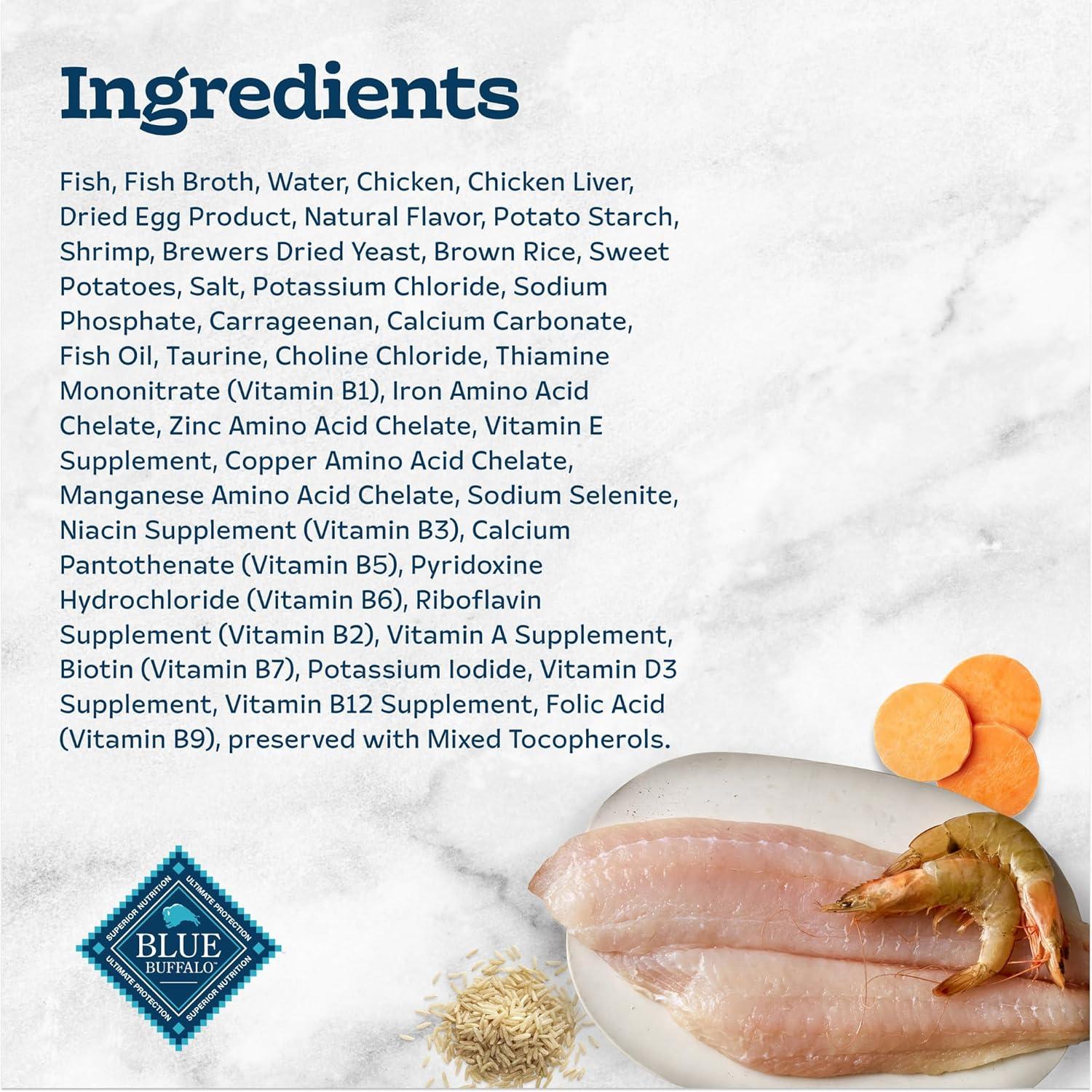 imageBlue Buffalo Tastefuls Flaked Wet Cat Food Variety Pack Made with Natural Ingredients Tuna Chicken Fish amp Shrimp 3oz Cans 12 Count 4 of EachFish