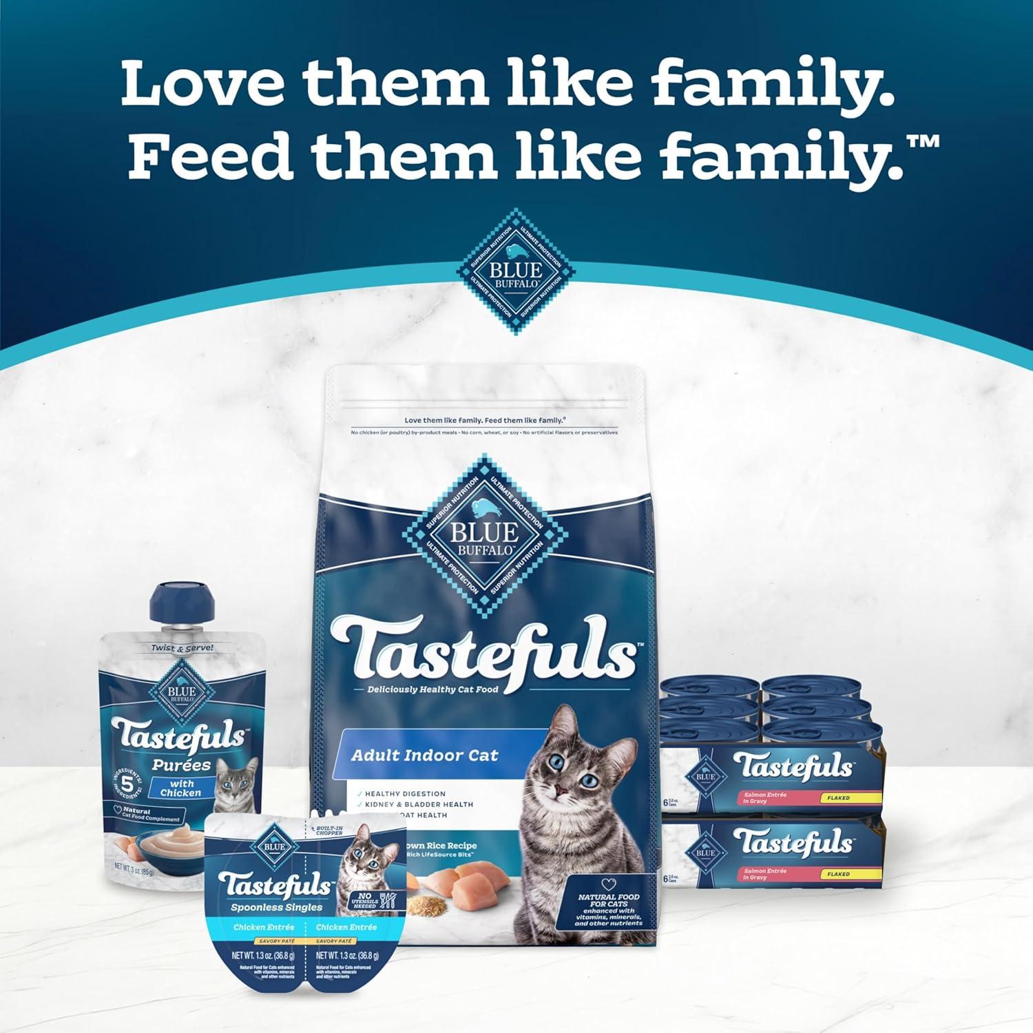 imageBlue Buffalo Tastefuls Flaked Wet Cat Food Variety Pack Made with Natural Ingredients Tuna Chicken Fish amp Shrimp 3oz Cans 12 Count 4 of EachSalmon