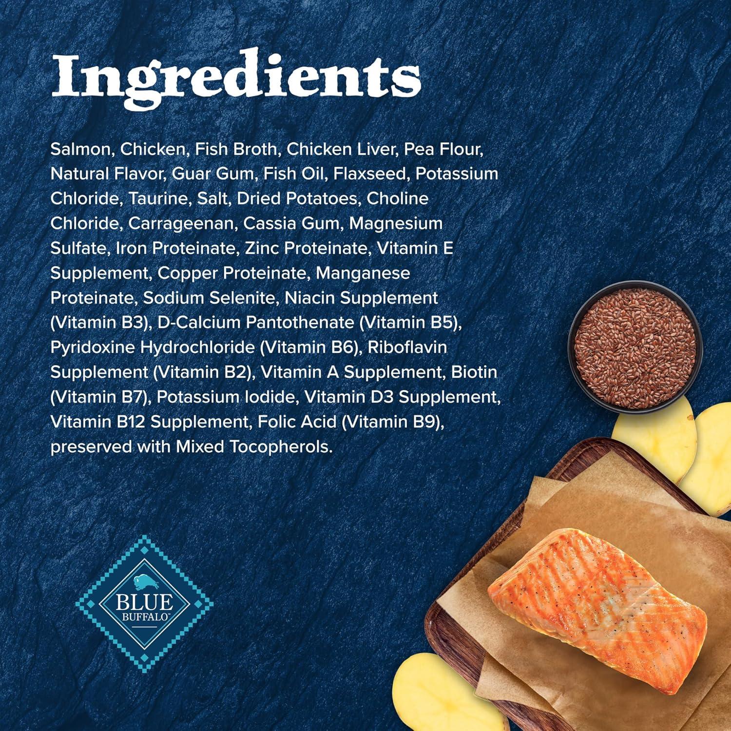 imageBlue Buffalo Tastefuls Flaked Wet Cat Food Variety Pack Made with Natural Ingredients Tuna Chicken Fish amp Shrimp 3oz Cans 12 Count 4 of EachSalmon