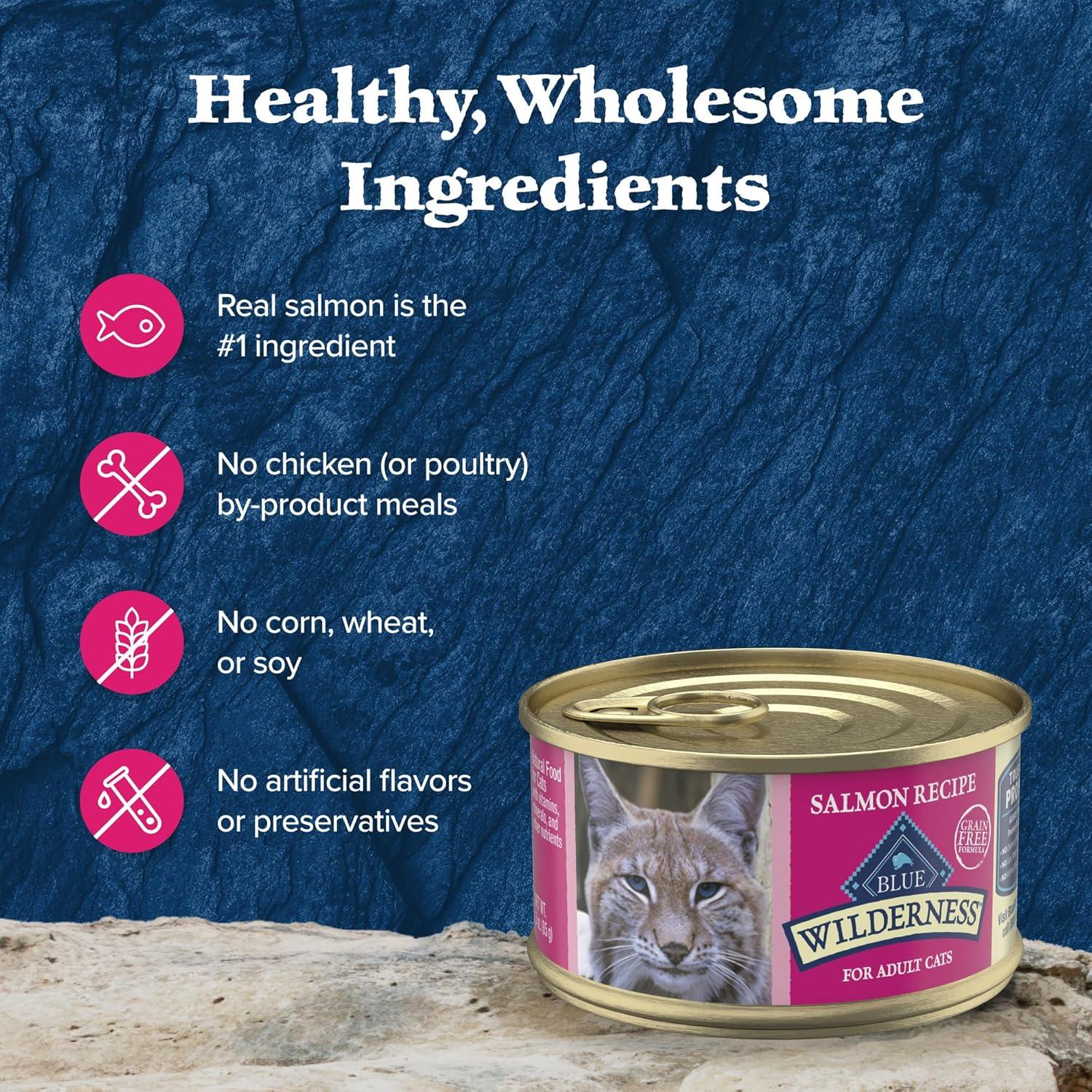 imageBlue Buffalo Tastefuls Flaked Wet Cat Food Variety Pack Made with Natural Ingredients Tuna Chicken Fish amp Shrimp 3oz Cans 12 Count 4 of EachSalmon