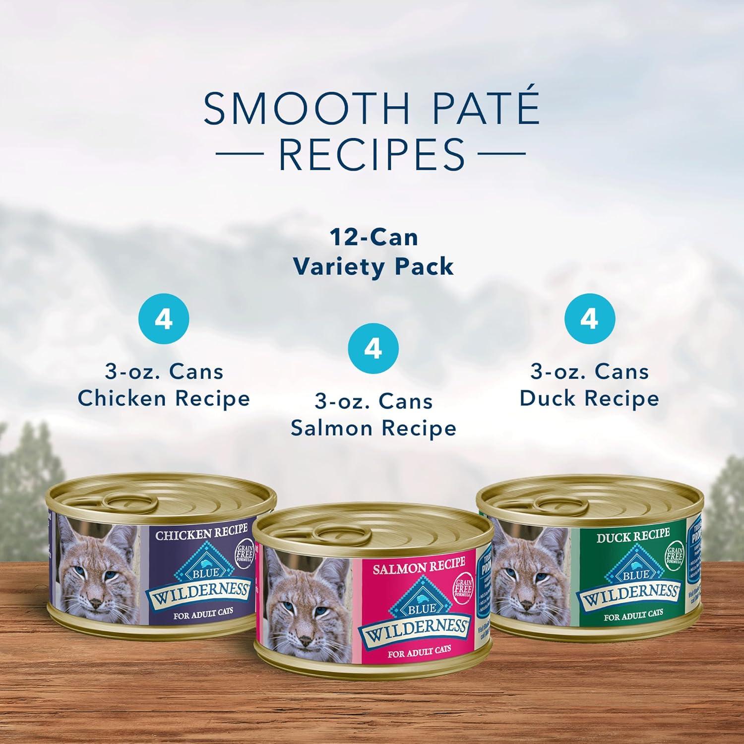 imageBlue Buffalo Tastefuls Flaked Wet Cat Food Variety Pack Made with Natural Ingredients Tuna Chicken Fish amp Shrimp 3oz Cans 12 Count 4 of EachVariety Pack Chicken Salmon Duck