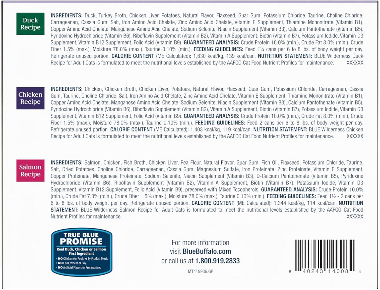 imageBlue Buffalo Tastefuls Flaked Wet Cat Food Variety Pack Made with Natural Ingredients Tuna Chicken Fish amp Shrimp 3oz Cans 12 Count 4 of EachVariety Pack Chicken Salmon Duck