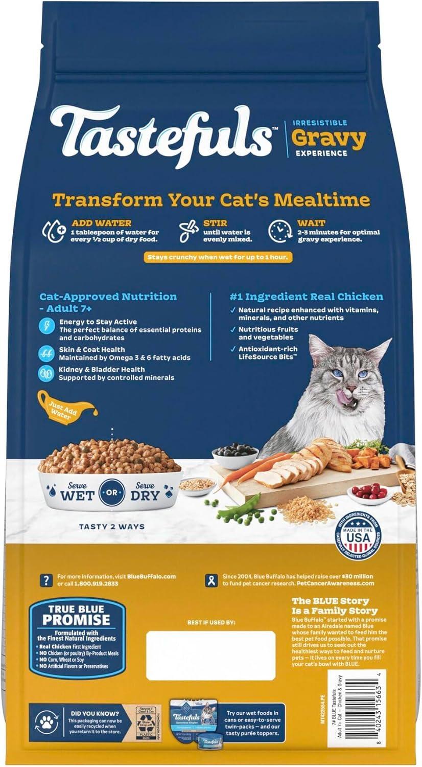 imageBlue Buffalo Tastefuls Irresistible Gravy Experience Adult Cat 7 Dry Food Chicken amp Brown Rice Recipe 7lb BagChicken