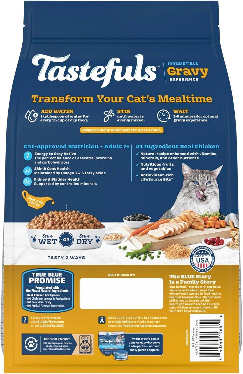 imageBlue Buffalo Tastefuls Irresistible Gravy Experience Adult Cat 7 Dry Food Chicken amp Brown Rice Recipe 7lb BagChicken