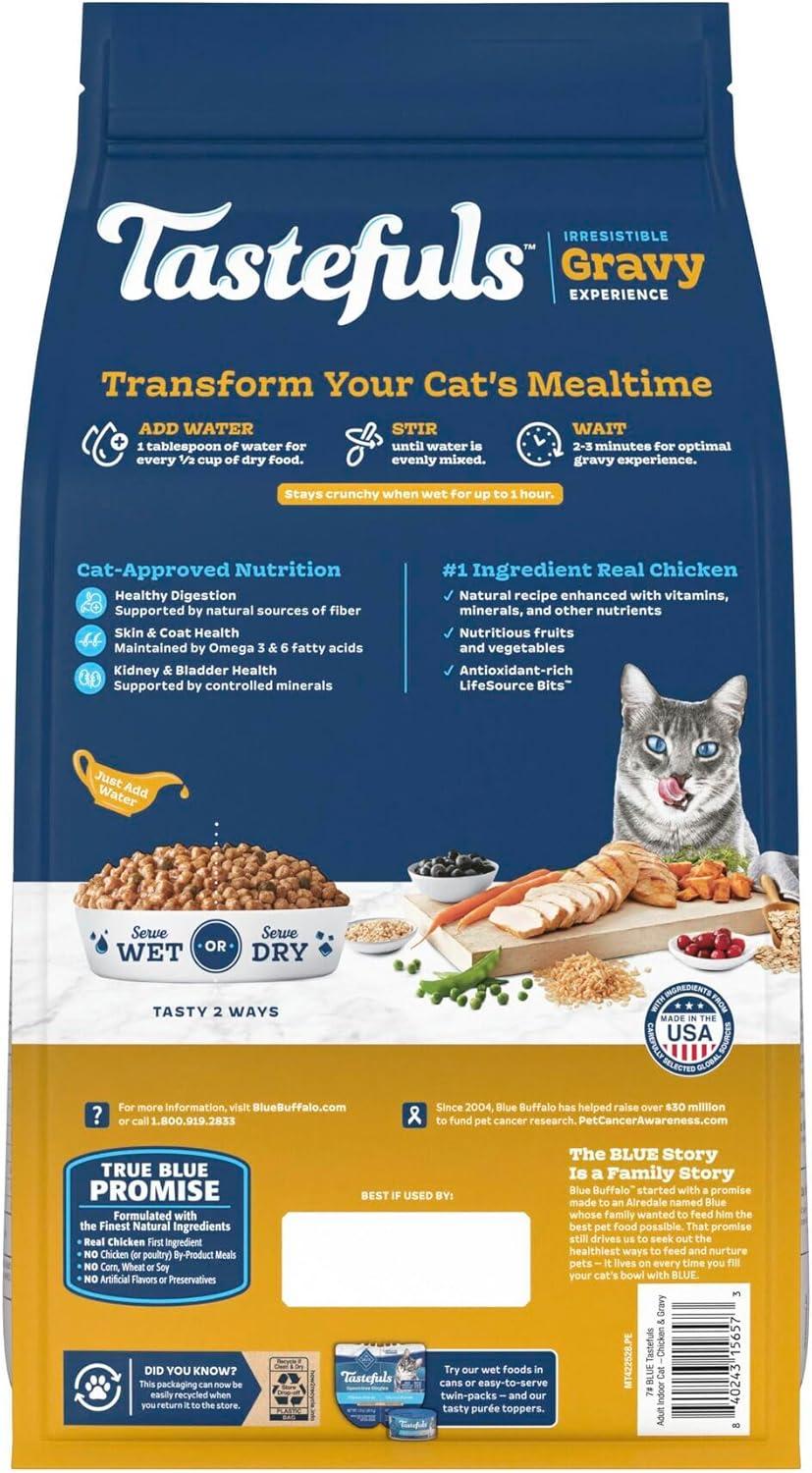 imageBlue Buffalo Tastefuls Irresistible Gravy Experience Adult Indoor Cat Dry Food Chicken amp Brown Rice Recipe 15lb BagChicken