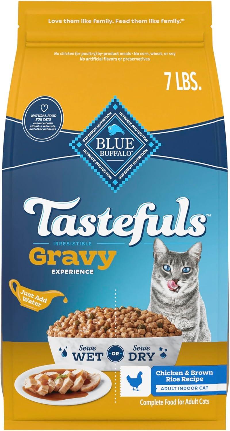 imageBlue Buffalo Tastefuls Irresistible Gravy Experience Adult Indoor Cat Dry Food Chicken amp Brown Rice Recipe 15lb BagChicken