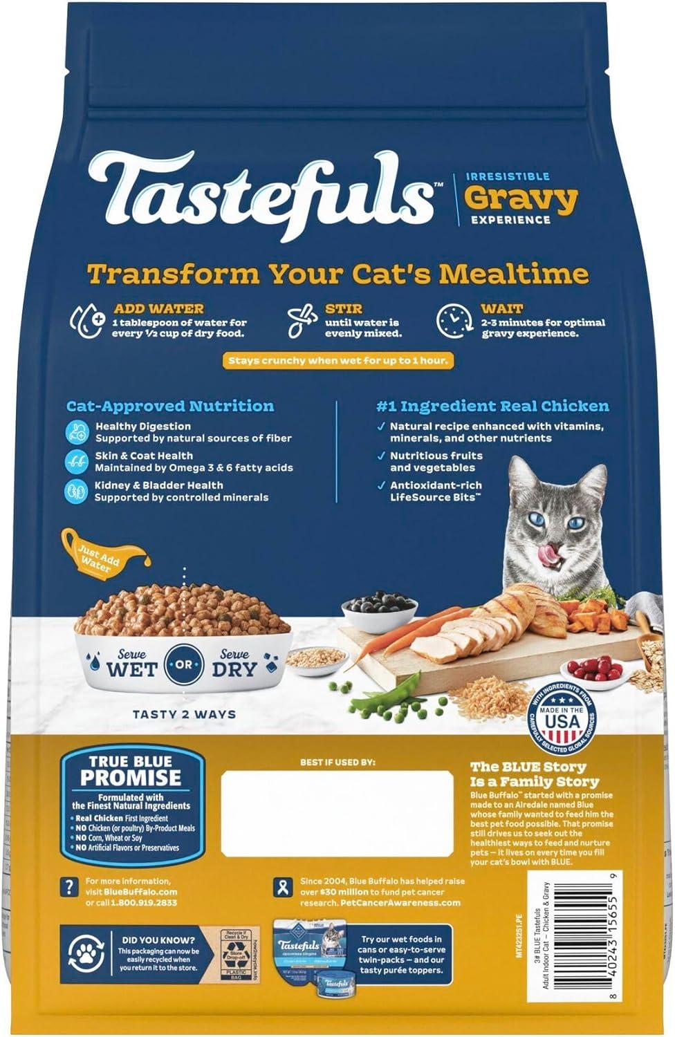 imageBlue Buffalo Tastefuls Irresistible Gravy Experience Adult Indoor Cat Dry Food Chicken amp Brown Rice Recipe 15lb BagChicken
