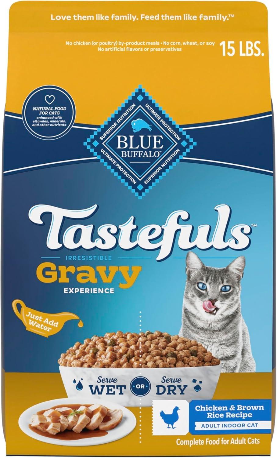 imageBlue Buffalo Tastefuls Irresistible Gravy Experience Adult Indoor Cat Dry Food Chicken amp Brown Rice Recipe 15lb BagChicken