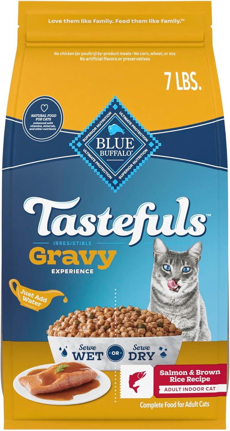 imageBlue Buffalo Tastefuls Irresistible Gravy Experience Adult Indoor Cat Dry Food Chicken amp Brown Rice Recipe 15lb BagSalmon
