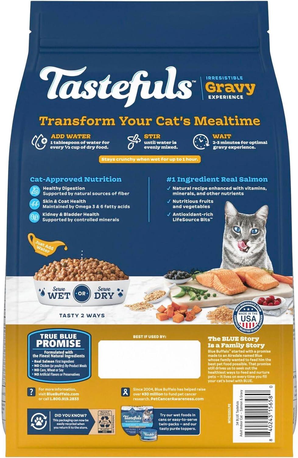 imageBlue Buffalo Tastefuls Irresistible Gravy Experience Adult Indoor Cat Dry Food Chicken amp Brown Rice Recipe 15lb BagSalmon