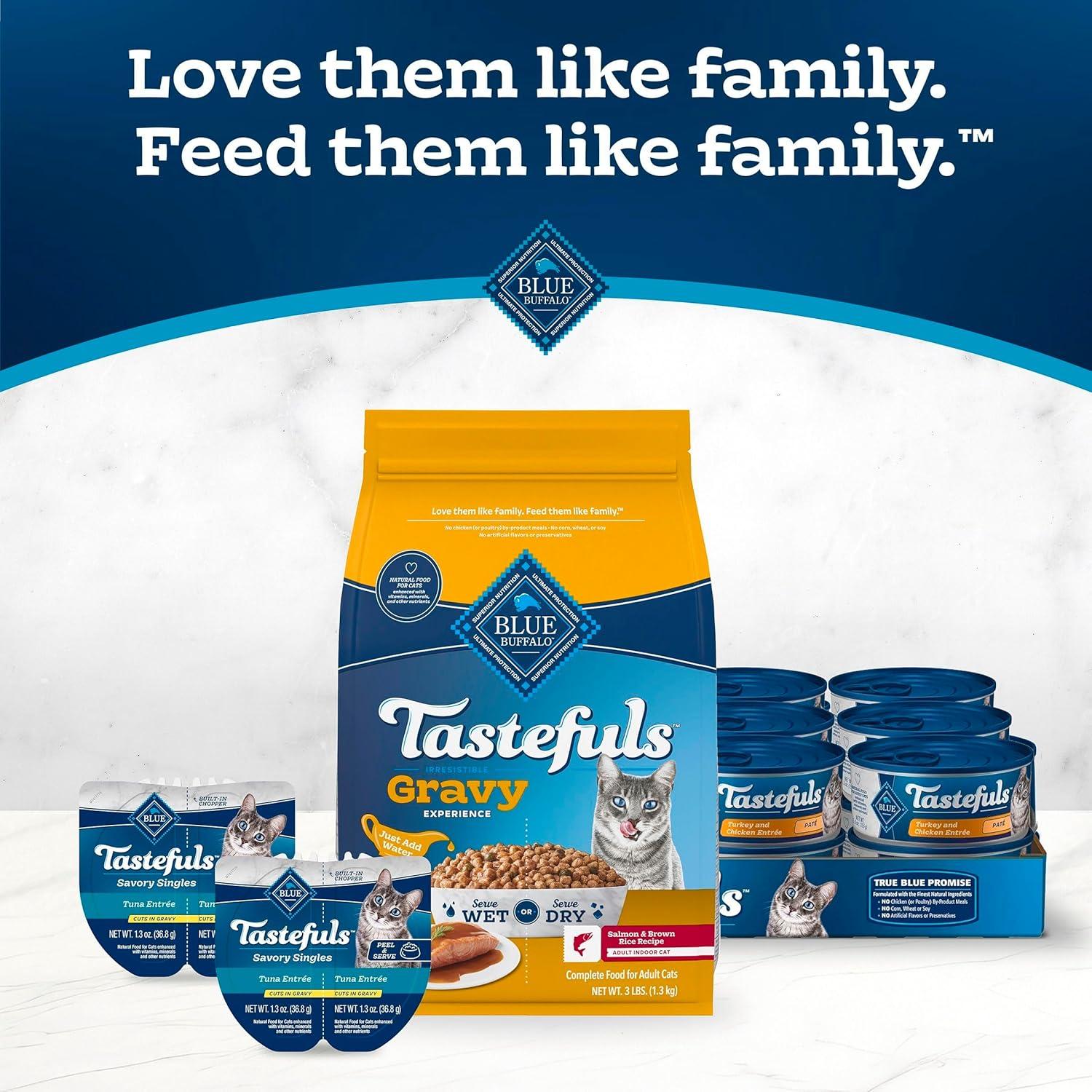 imageBlue Buffalo Tastefuls Irresistible Gravy Experience Adult Indoor Cat Dry Food Chicken amp Brown Rice Recipe 15lb BagSalmon
