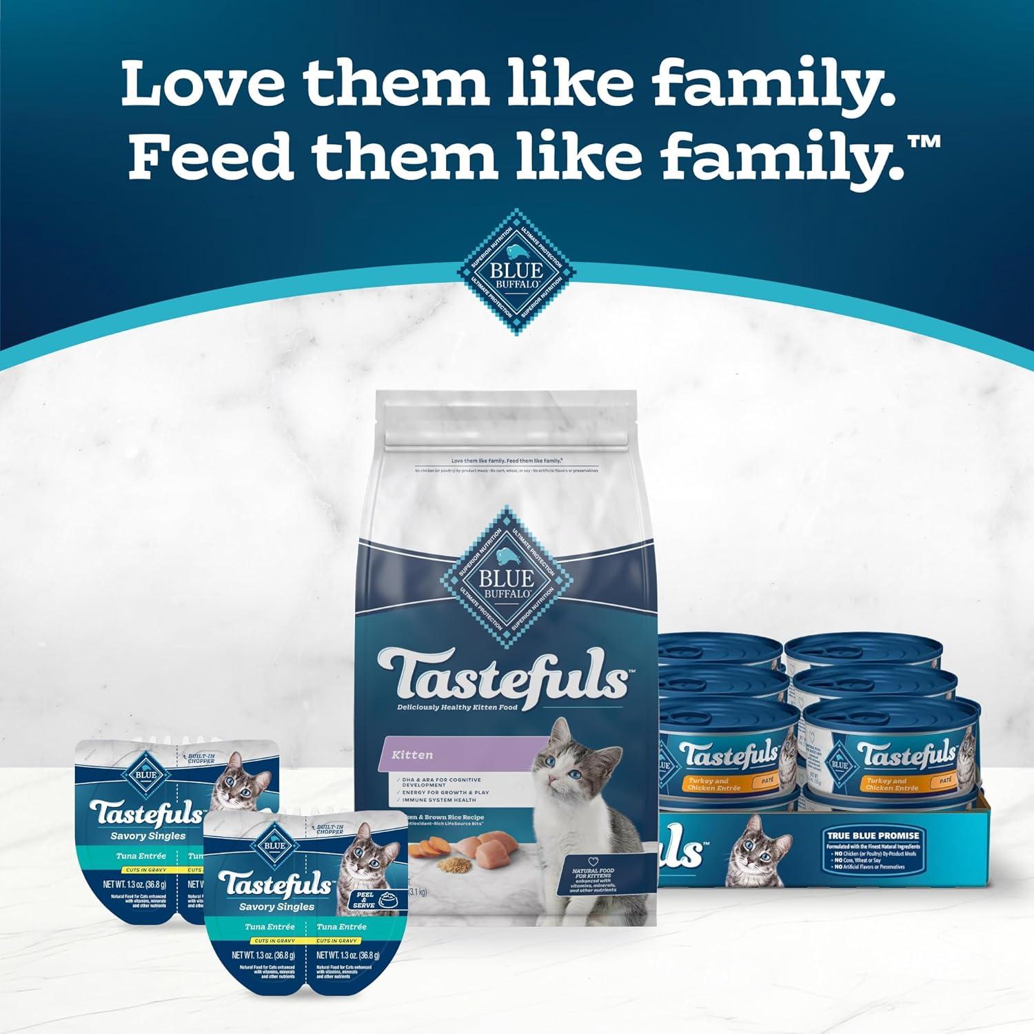 imageBlue Buffalo Tastefuls Kitten Food With DHA Dry Cat Food Made in the USA with Natural Ingredients Chicken Recipe 3lb Resealable BagChicken Brown Rice