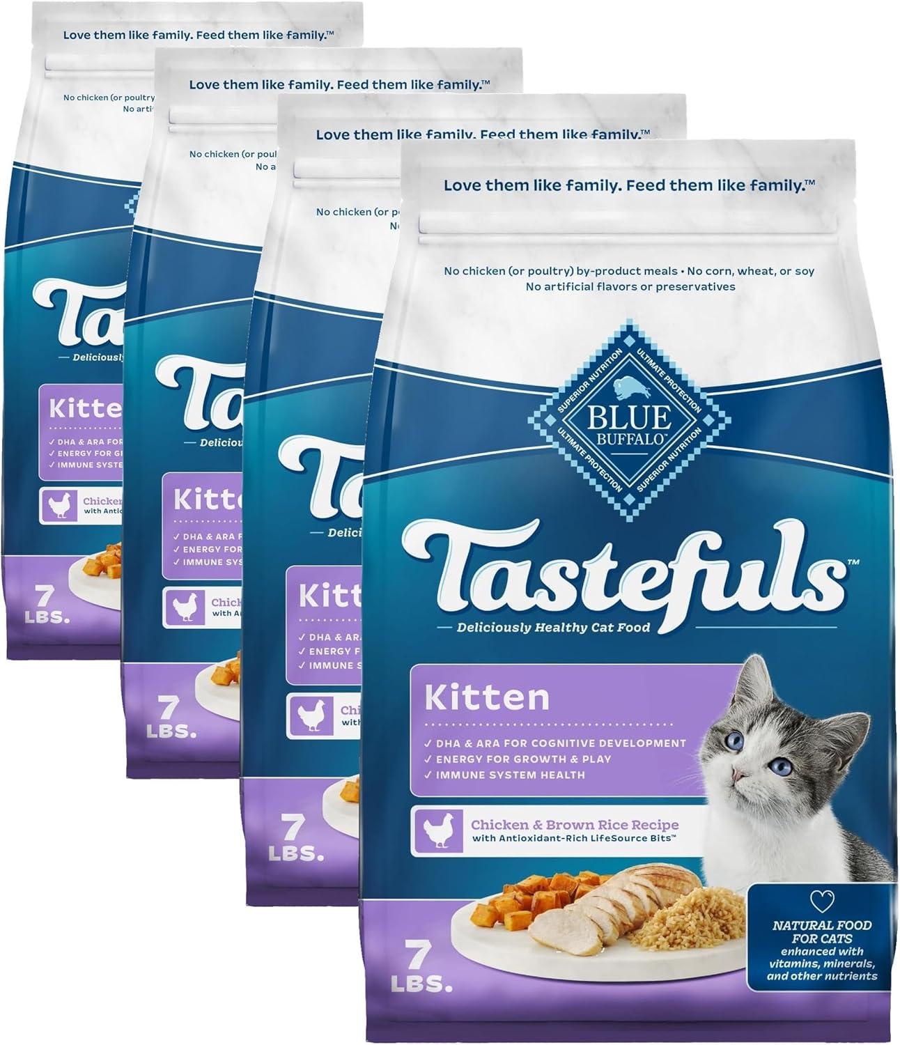 imageBlue Buffalo Tastefuls Kitten Food With DHA Dry Cat Food Made in the USA with Natural Ingredients Chicken Recipe 3lb Resealable BagChicken Brown Rice