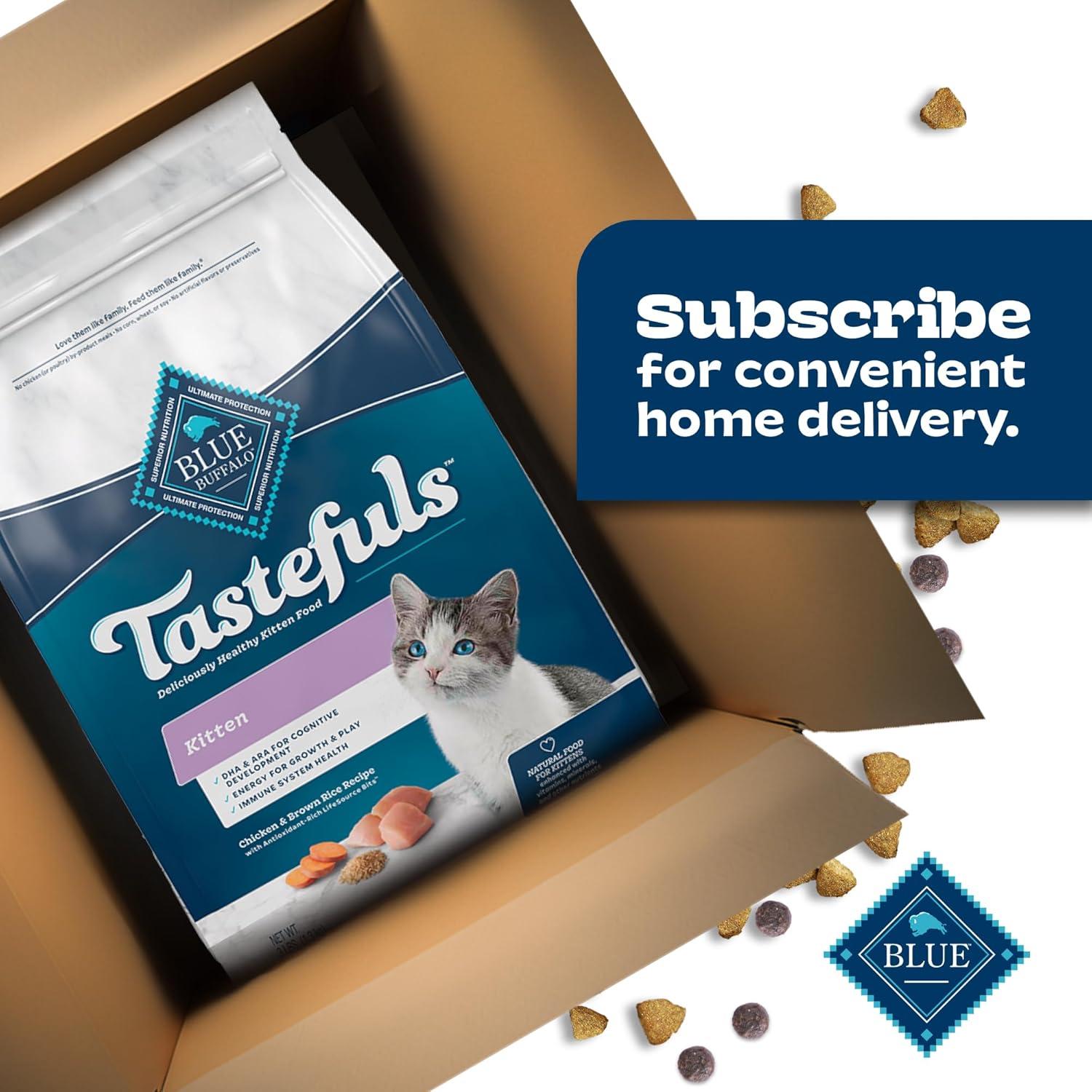 imageBlue Buffalo Tastefuls Kitten Food With DHA Dry Cat Food Made in the USA with Natural Ingredients Chicken Recipe 3lb Resealable BagChicken Brown Rice