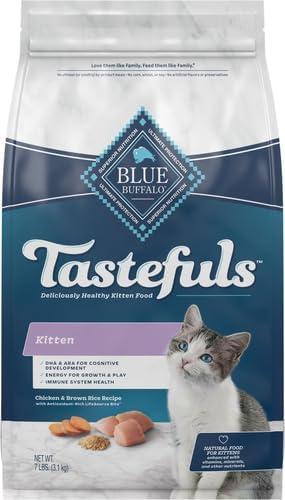 imageBlue Buffalo Tastefuls Kitten Food With DHA Dry Cat Food Made in the USA with Natural Ingredients Chicken Recipe 3lb Resealable BagChicken Brown Rice