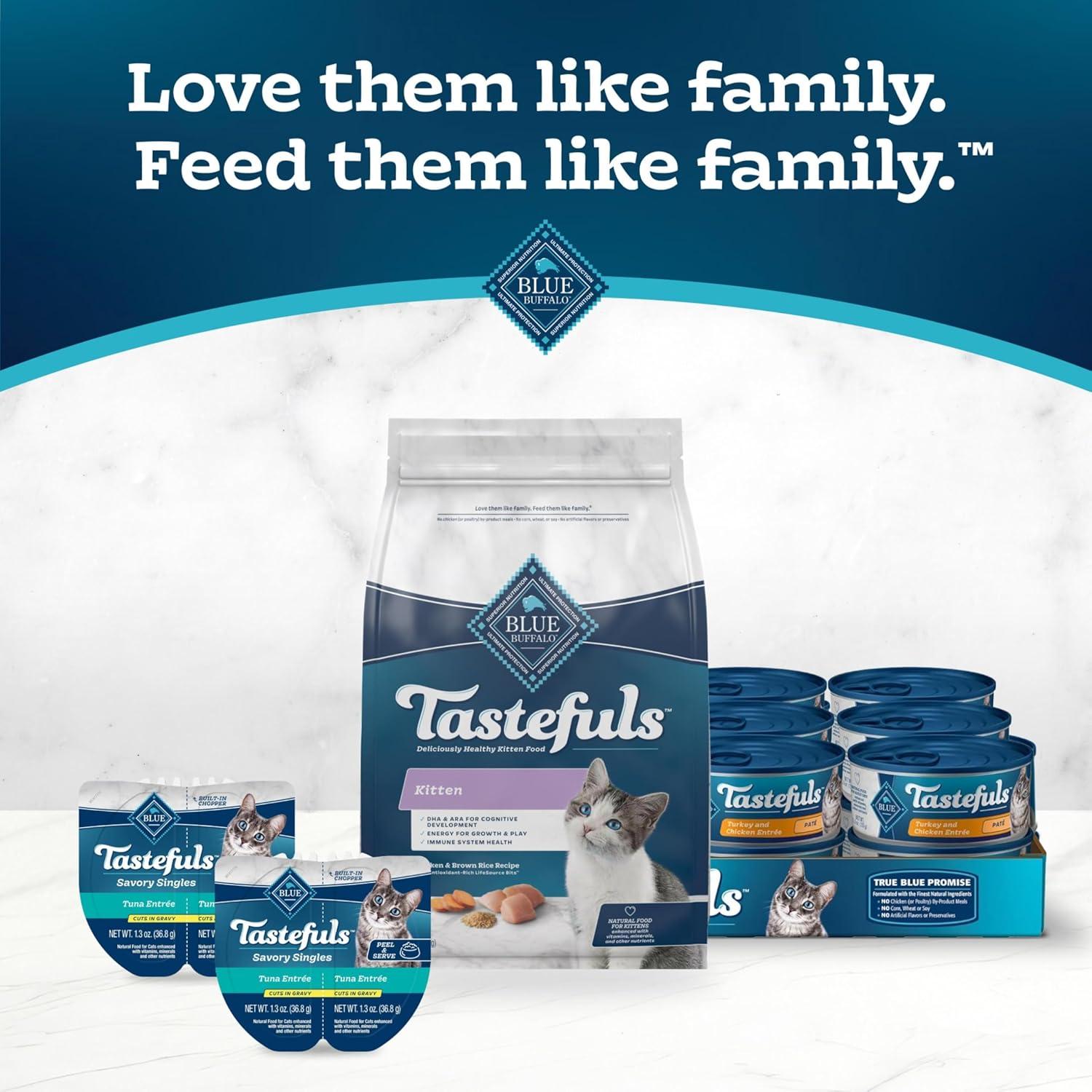 imageBlue Buffalo Tastefuls Kitten Food With DHA Dry Cat Food Made in the USA with Natural Ingredients Chicken Recipe 3lb Resealable BagChicken Brown Rice