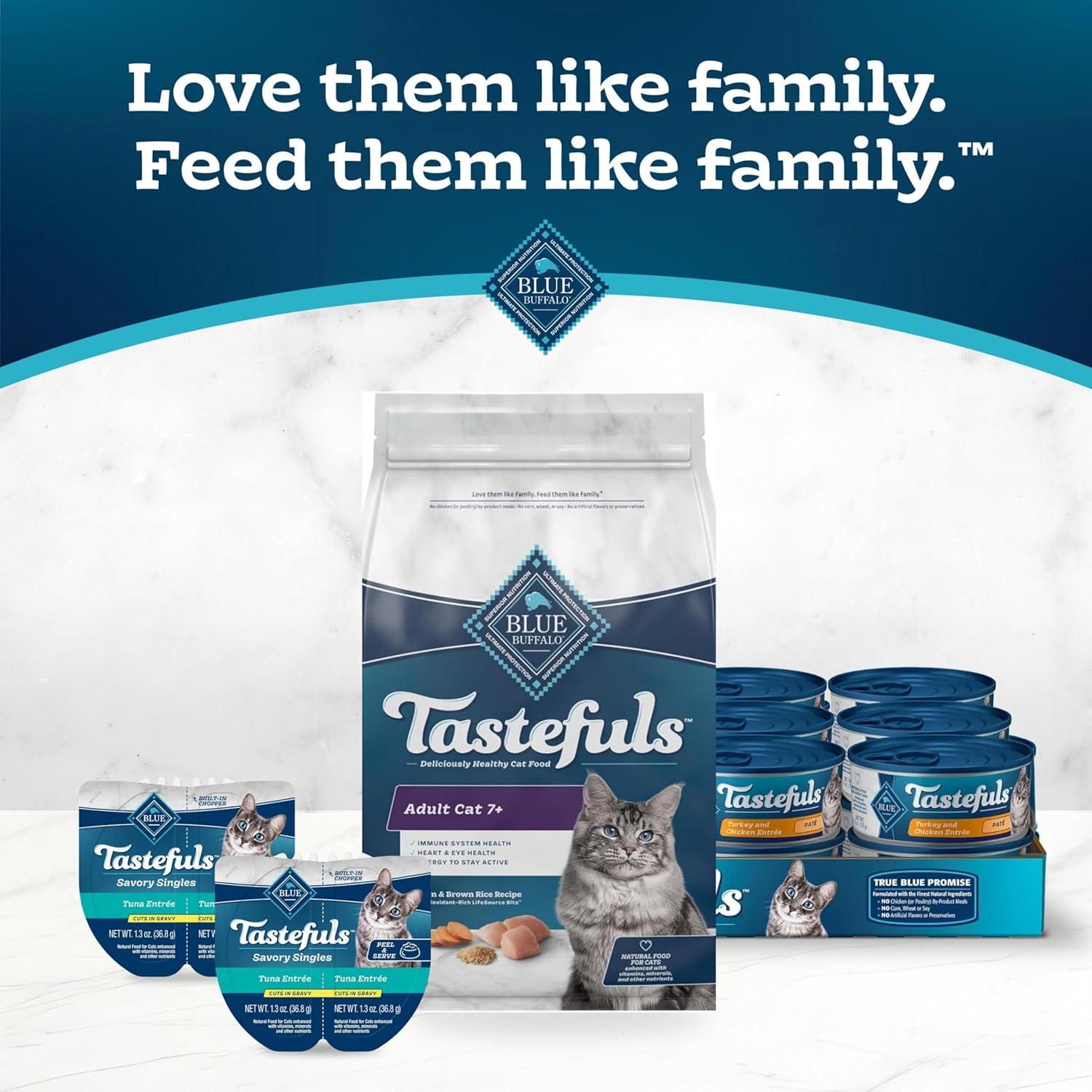 imageBlue Buffalo Tastefuls Mature Dry Cat Food for Adult Cats 7 Made in the USA with Natural Ingredients Chicken amp Brown Rice Recipe 3lb Resealable BagChicken Brown Rice