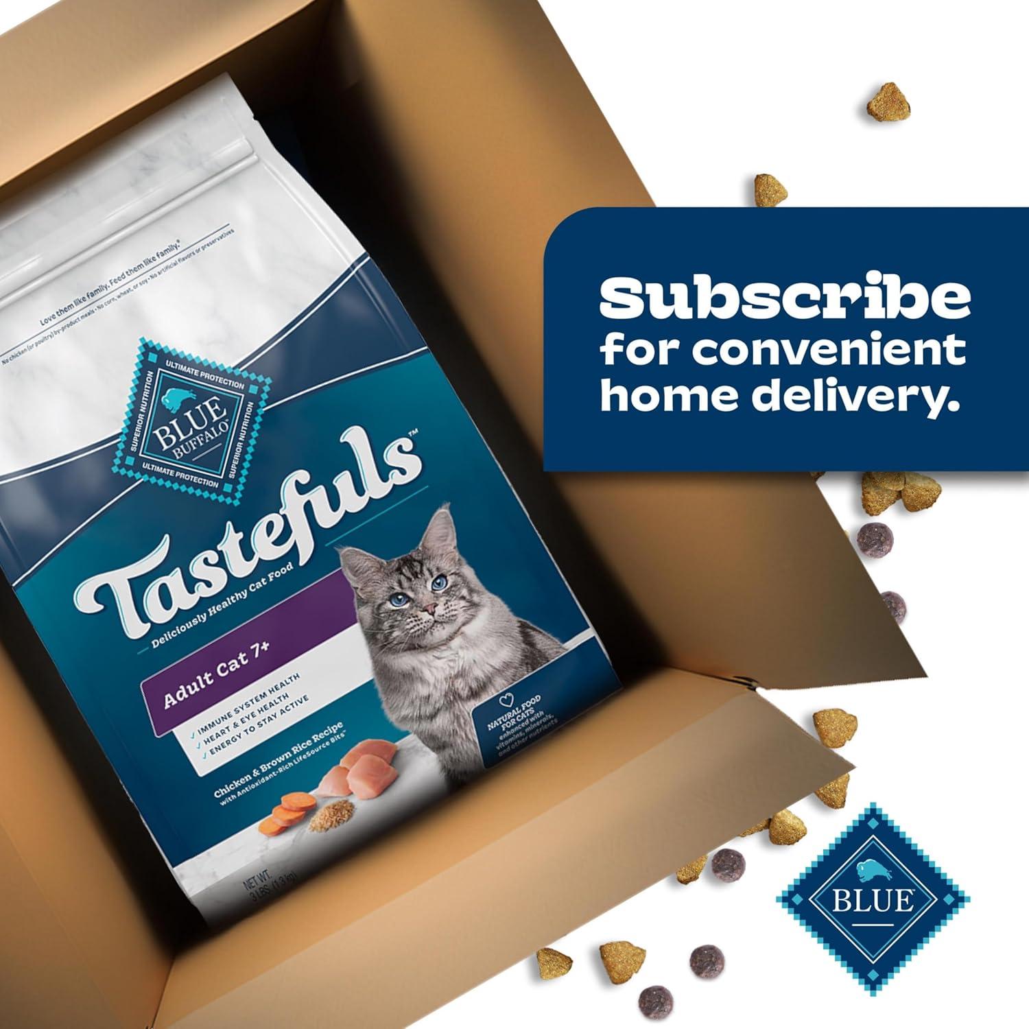 imageBlue Buffalo Tastefuls Mature Dry Cat Food for Adult Cats 7 Made in the USA with Natural Ingredients Chicken amp Brown Rice Recipe 3lb Resealable BagChicken Brown Rice