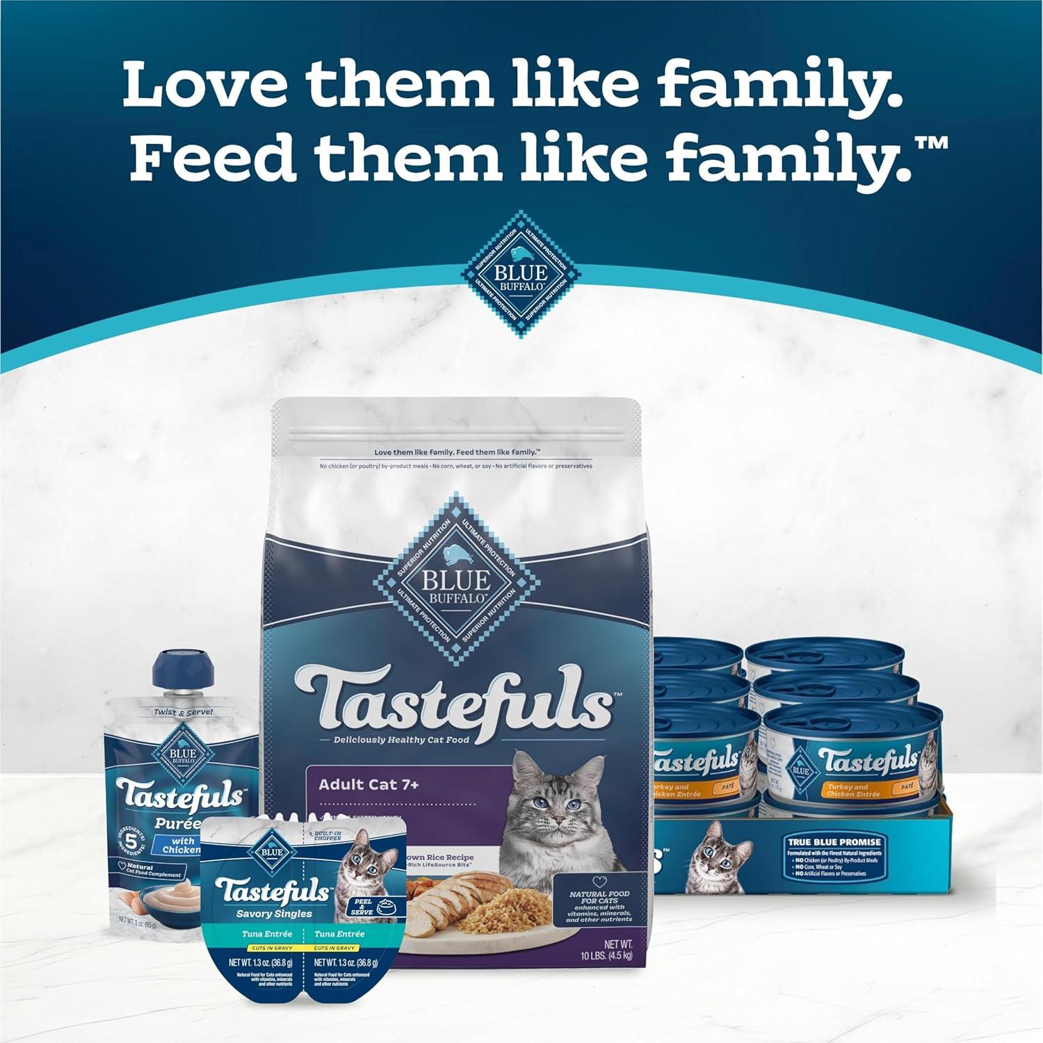 imageBlue Buffalo Tastefuls Mature Dry Cat Food for Adult Cats 7 Made in the USA with Natural Ingredients Chicken amp Brown Rice Recipe 3lb Resealable BagChicken Brown Rice