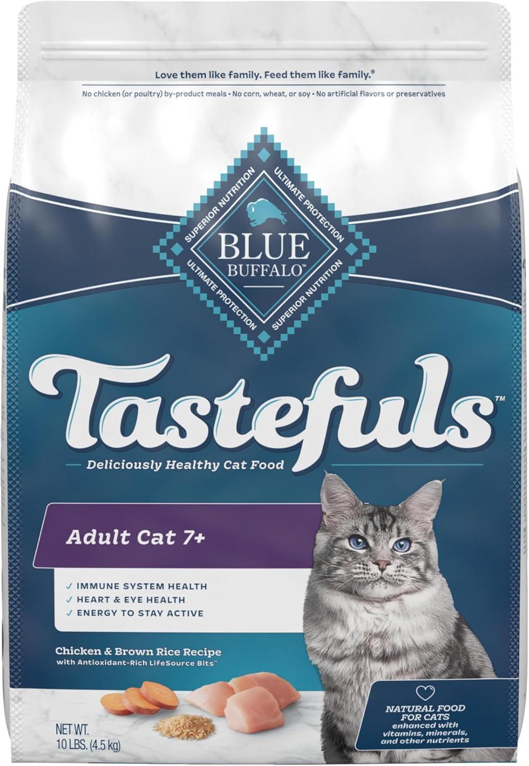imageBlue Buffalo Tastefuls Mature Dry Cat Food for Adult Cats 7 Made in the USA with Natural Ingredients Chicken amp Brown Rice Recipe 3lb Resealable BagChicken Brown Rice
