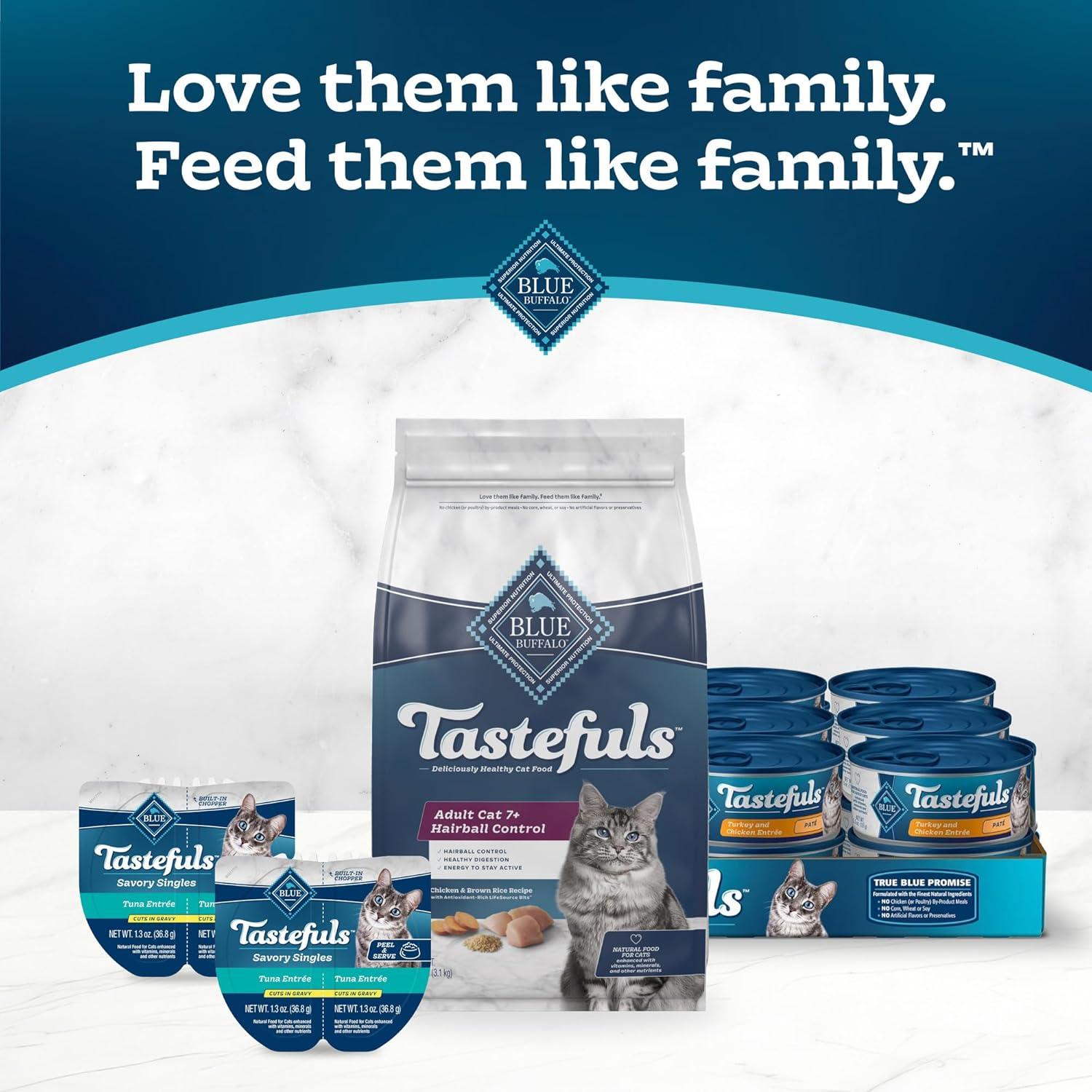 imageBlue Buffalo Tastefuls Natural Dry Food for Adult Cats 7 Hairball Control Chicken amp Brown Rice Recipe 7lb Bag1 Count Pack of 1
