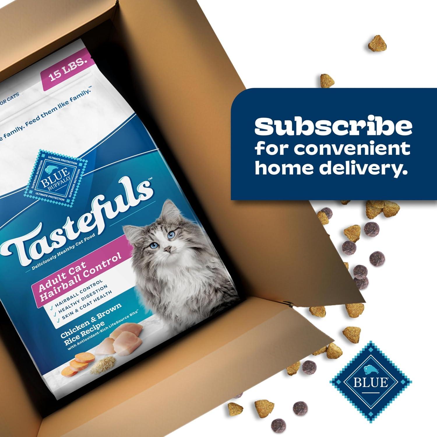 imageBlue Buffalo Tastefuls Natural Dry Food for Adult Cats Hairball Control Chicken amp Brown Rice Recipe 15lb BagChicken Brown Rice
