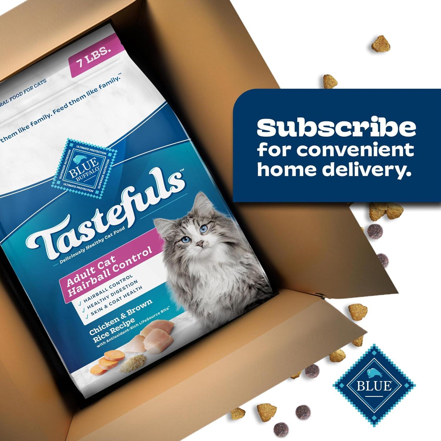 imageBlue Buffalo Tastefuls Natural Dry Food for Adult Cats Hairball Control Chicken amp Brown Rice Recipe 15lb BagChicken Brown Rice