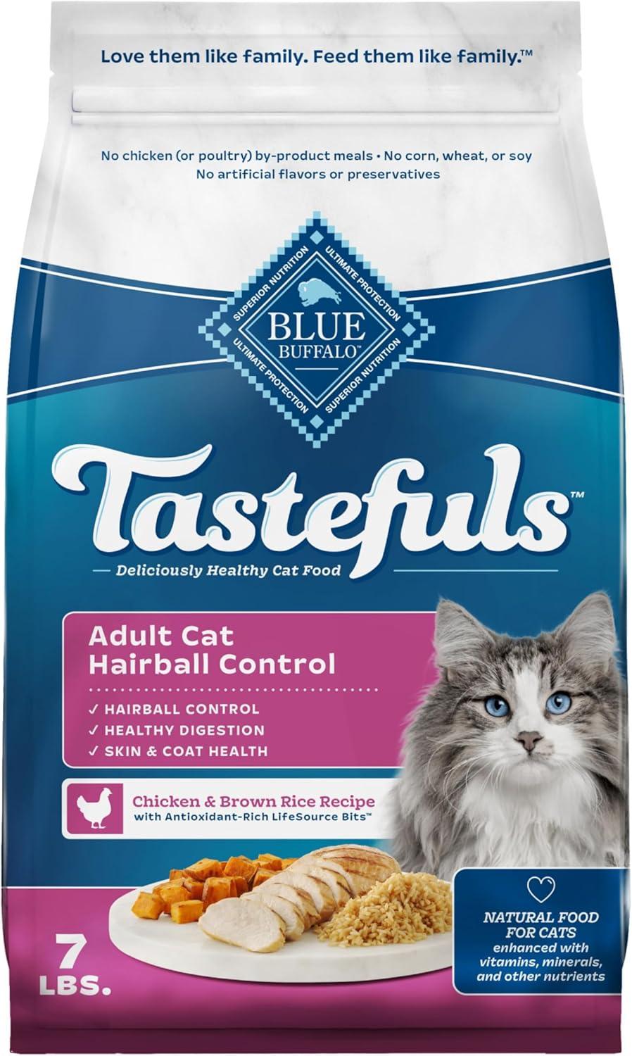 imageBlue Buffalo Tastefuls Natural Dry Food for Adult Cats Hairball Control Chicken amp Brown Rice Recipe 15lb BagChicken Brown Rice