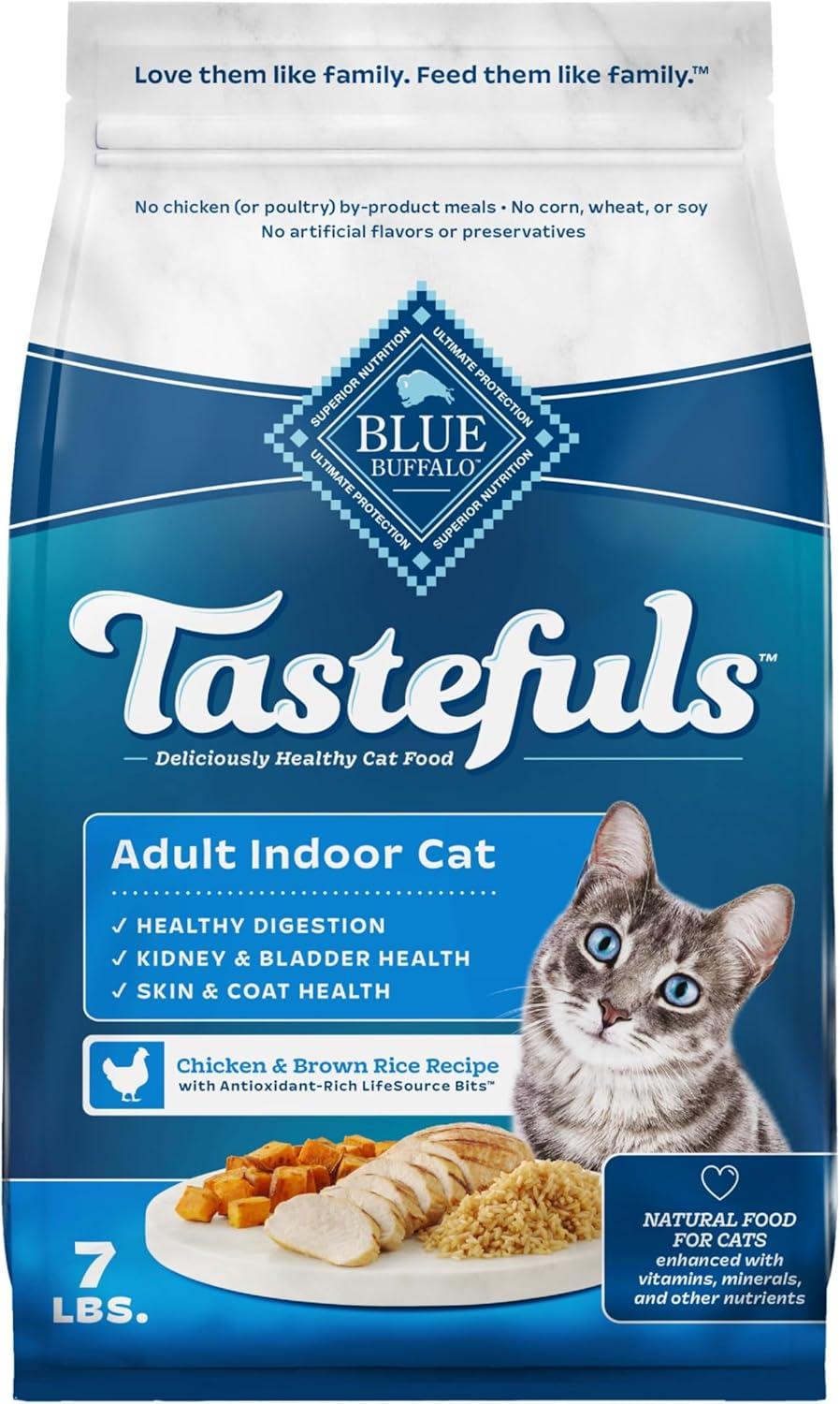 imageBlue Buffalo Tastefuls Natural Dry Food for Adult Indoor Cats Chicken amp Brown Rice Recipe 15lb BagChicken Brown Rice