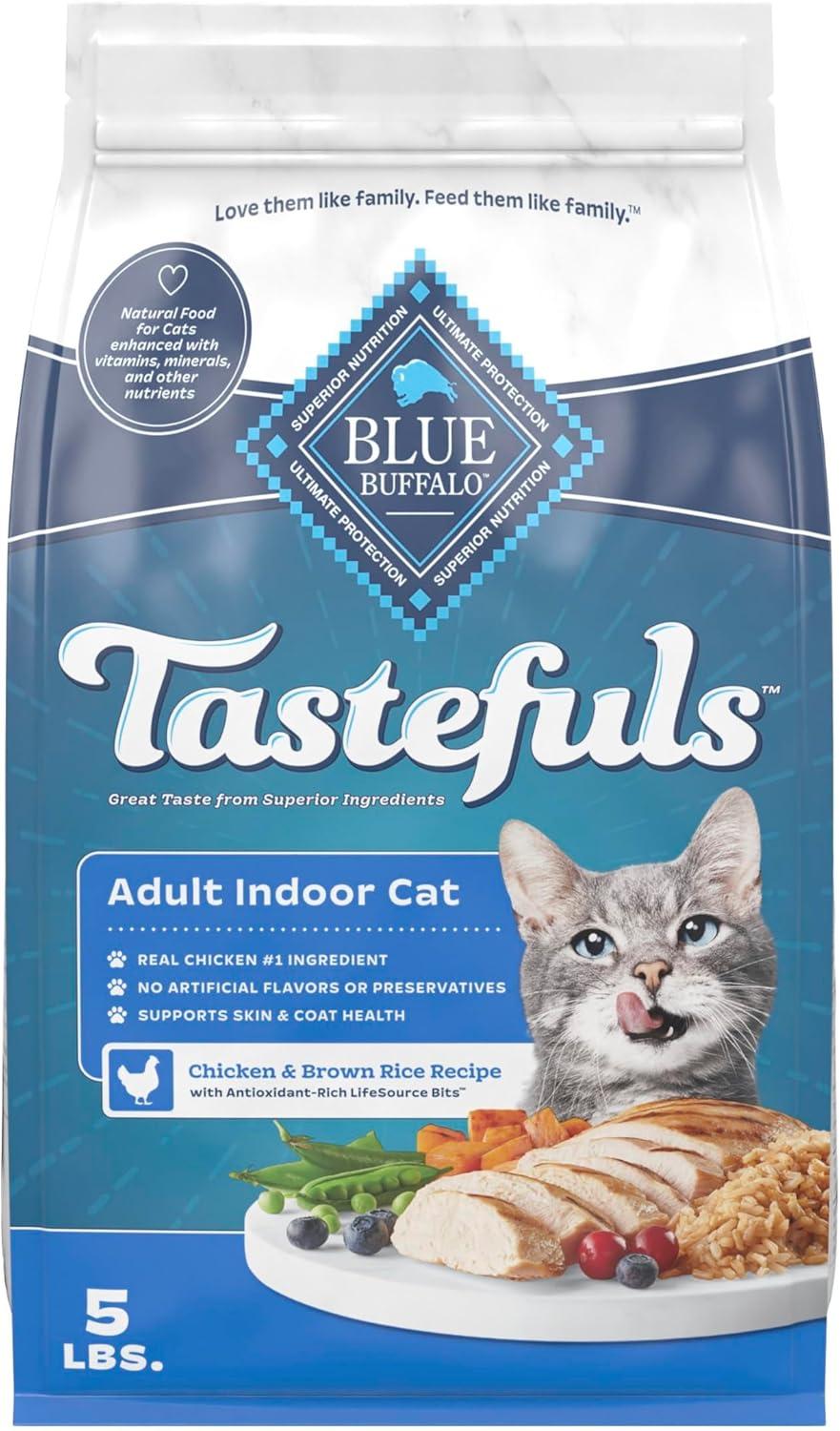 imageBlue Buffalo Tastefuls Natural Dry Food for Adult Indoor Cats Chicken amp Brown Rice Recipe 15lb BagChicken Brown Rice