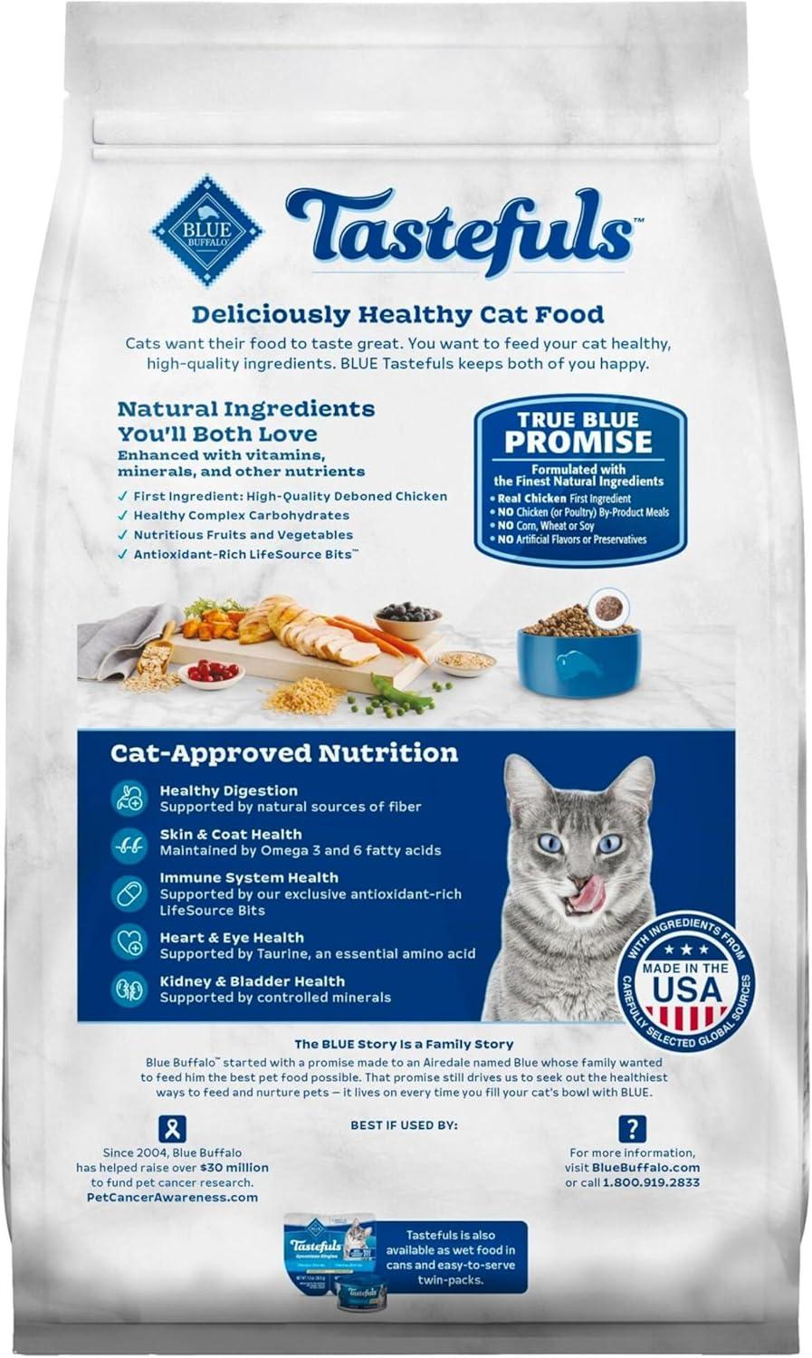 imageBlue Buffalo Tastefuls Natural Dry Food for Adult Indoor Cats Chicken amp Brown Rice Recipe 15lb BagChicken Brown Rice