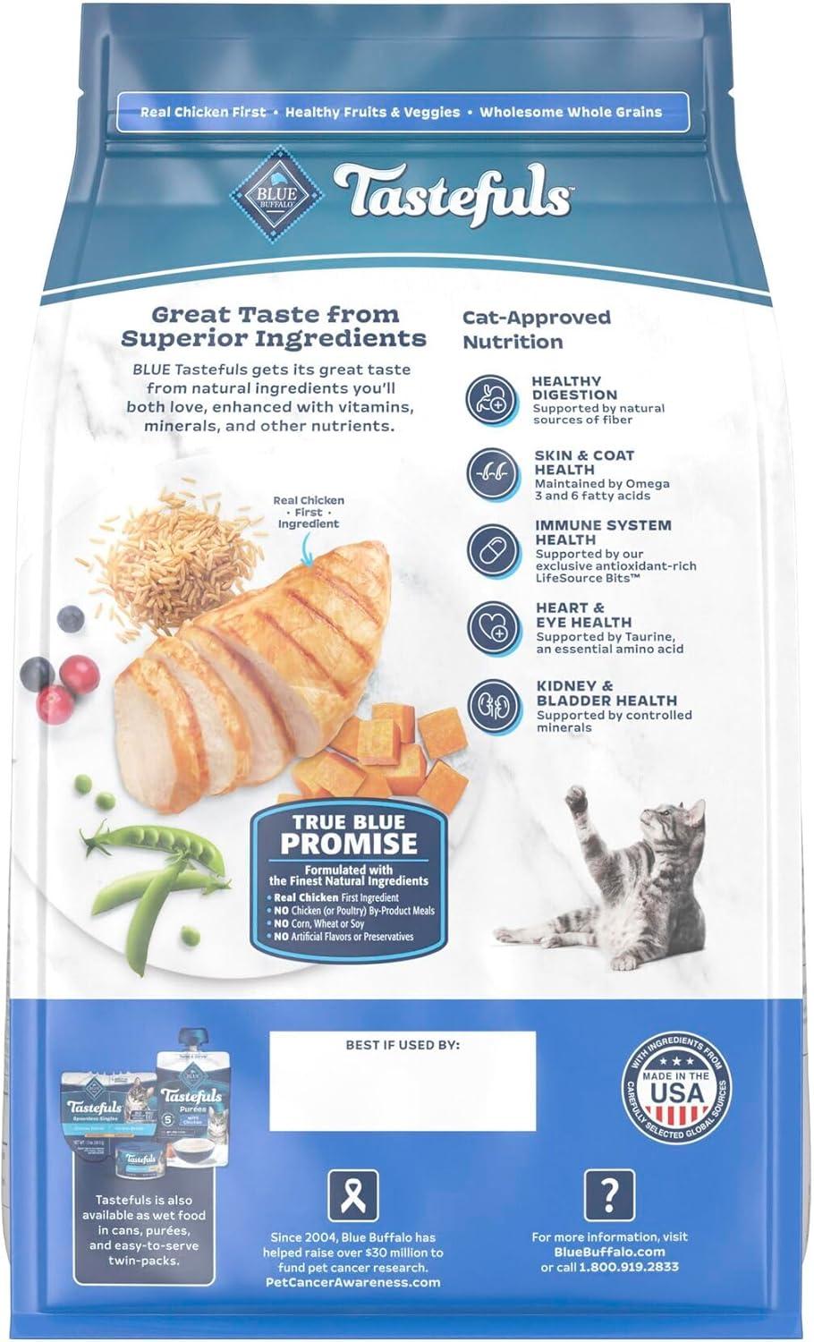 imageBlue Buffalo Tastefuls Natural Dry Food for Adult Indoor Cats Chicken amp Brown Rice Recipe 15lb BagChicken Brown Rice