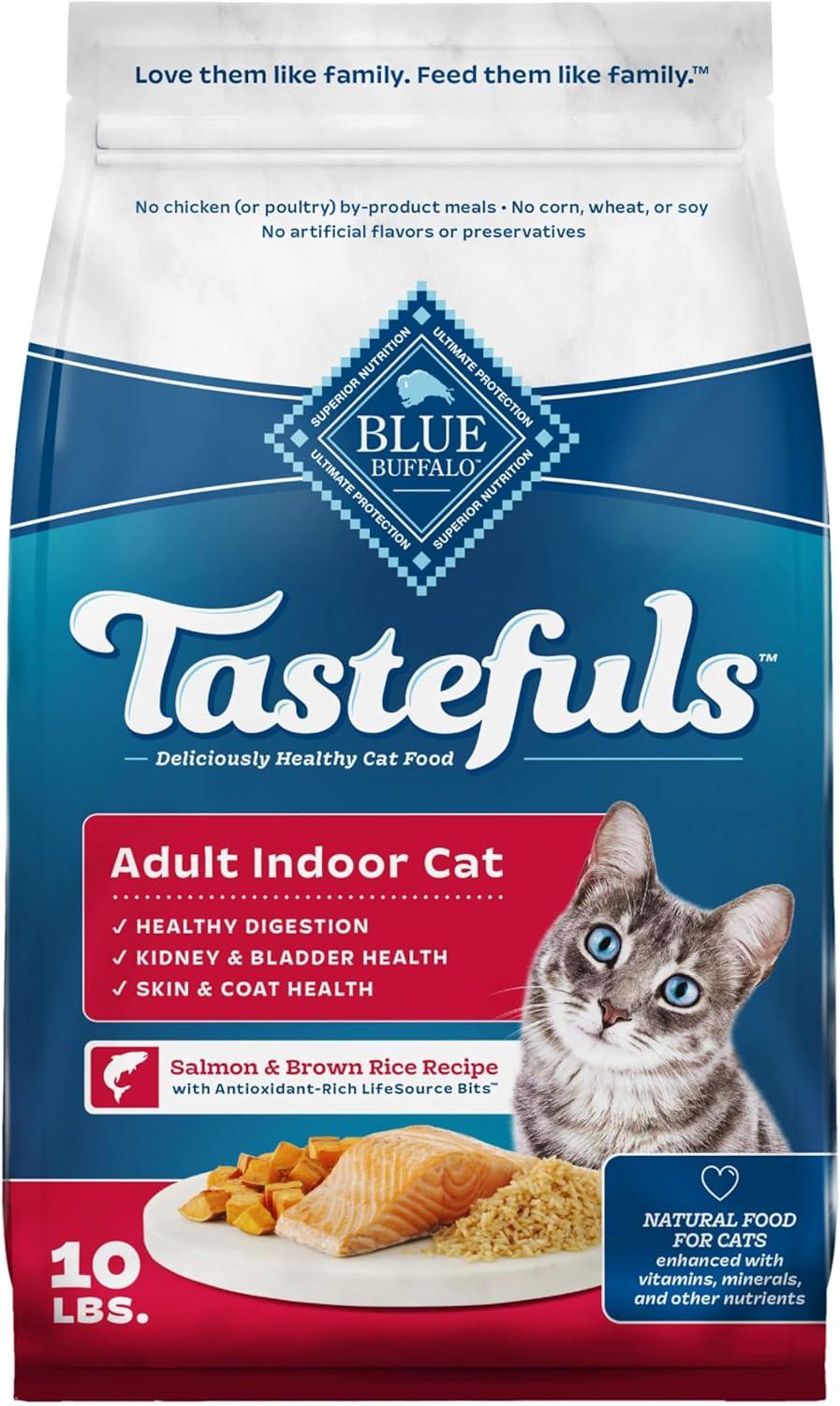 imageBlue Buffalo Tastefuls Natural Dry Food for Adult Indoor Cats Chicken amp Brown Rice Recipe 15lb BagSalmon Brown Rice