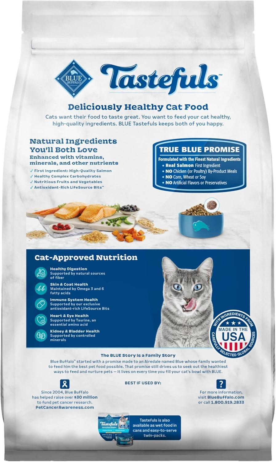 imageBlue Buffalo Tastefuls Natural Dry Food for Adult Indoor Cats Chicken amp Brown Rice Recipe 15lb BagSalmon Brown Rice