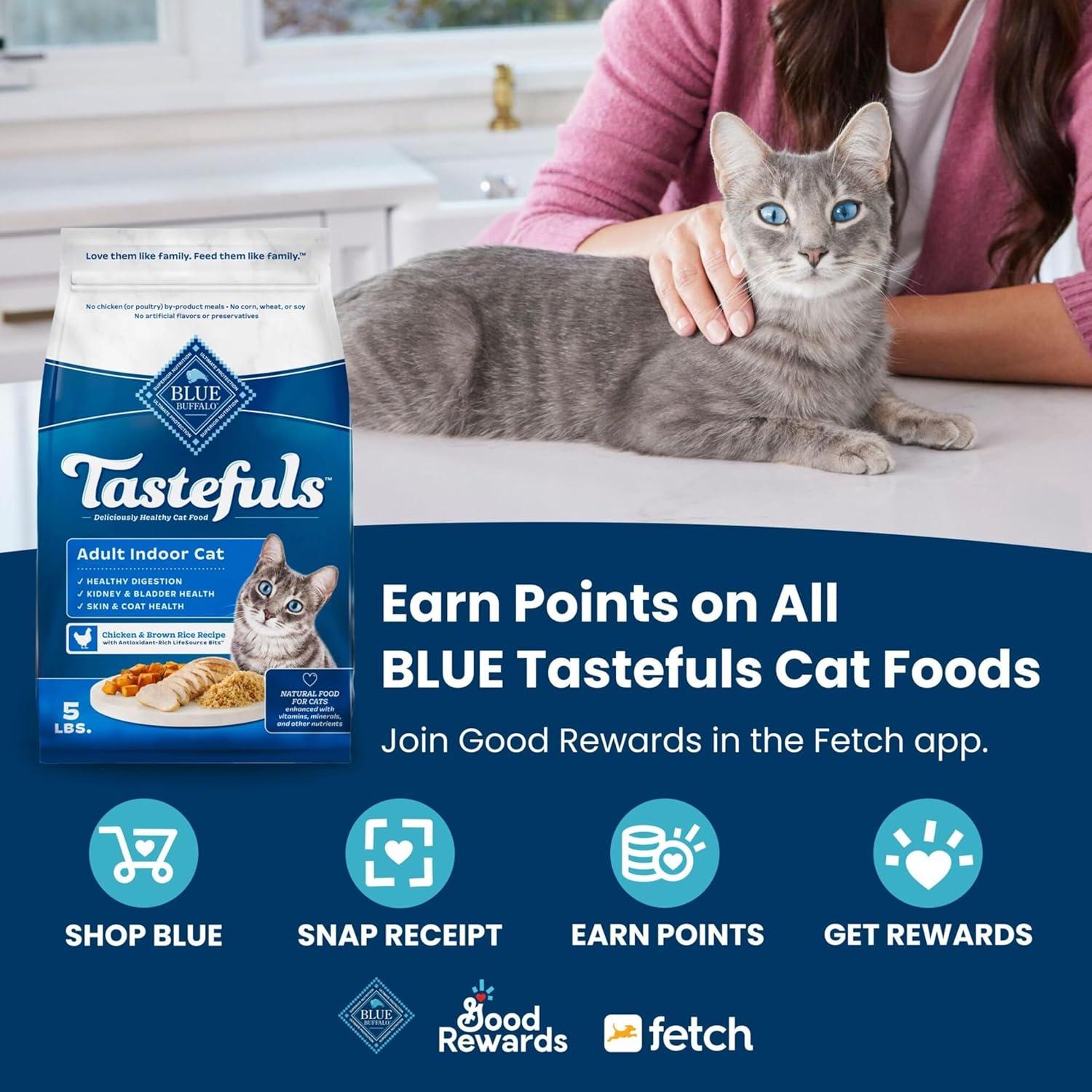 imageBlue Buffalo Tastefuls Natural Dry Food for Adult Indoor Cats Chicken amp Brown Rice Recipe 15lb BagSalmon Brown Rice
