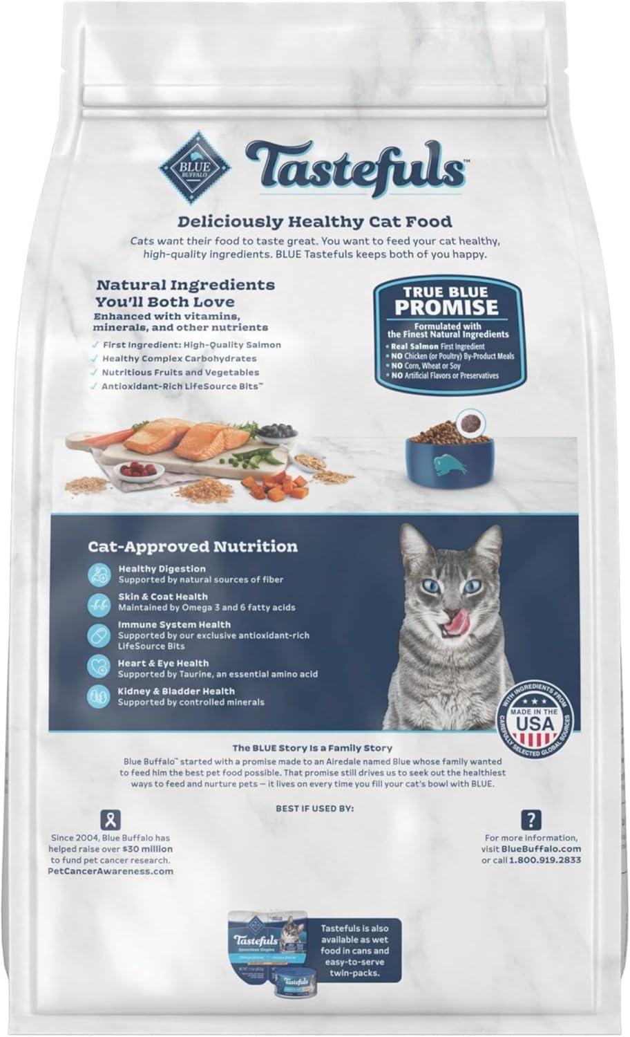 imageBlue Buffalo Tastefuls Natural Dry Food for Adult Indoor Cats Chicken amp Brown Rice Recipe 15lb BagSalmon Brown Rice