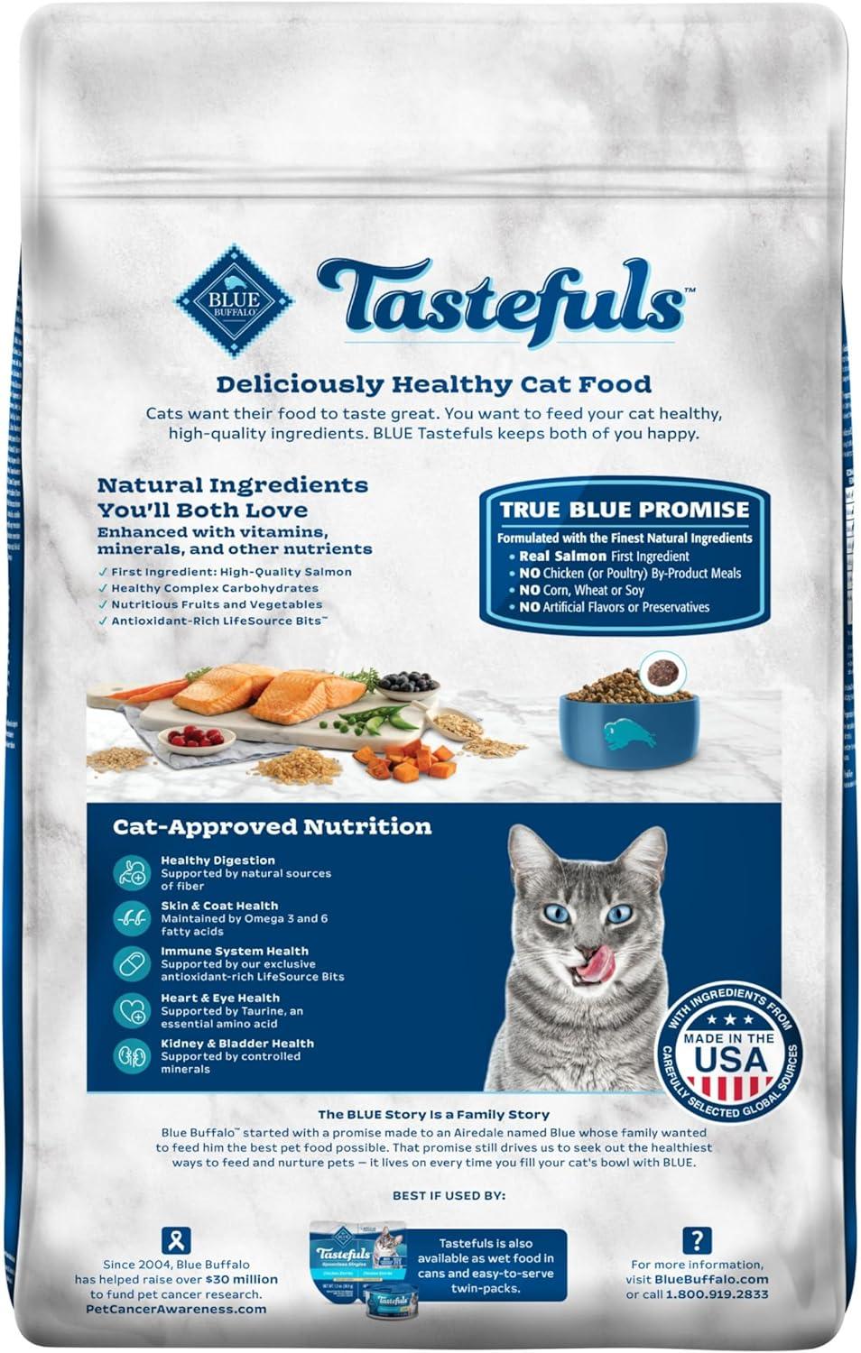 imageBlue Buffalo Tastefuls Natural Dry Food for Adult Indoor Cats Chicken amp Brown Rice Recipe 15lb BagSalmon Brown Rice